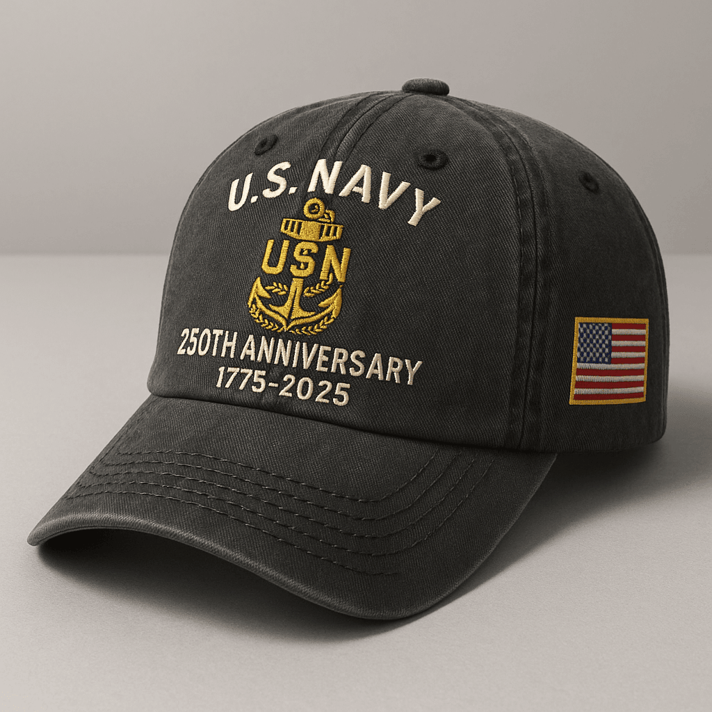 Premium US Navy Embroidered Hats VPVC307827, 250th Anniversary Navy Hat, Gifts For Navy Veteran, Gifts On Father’s Day, Veterans Day