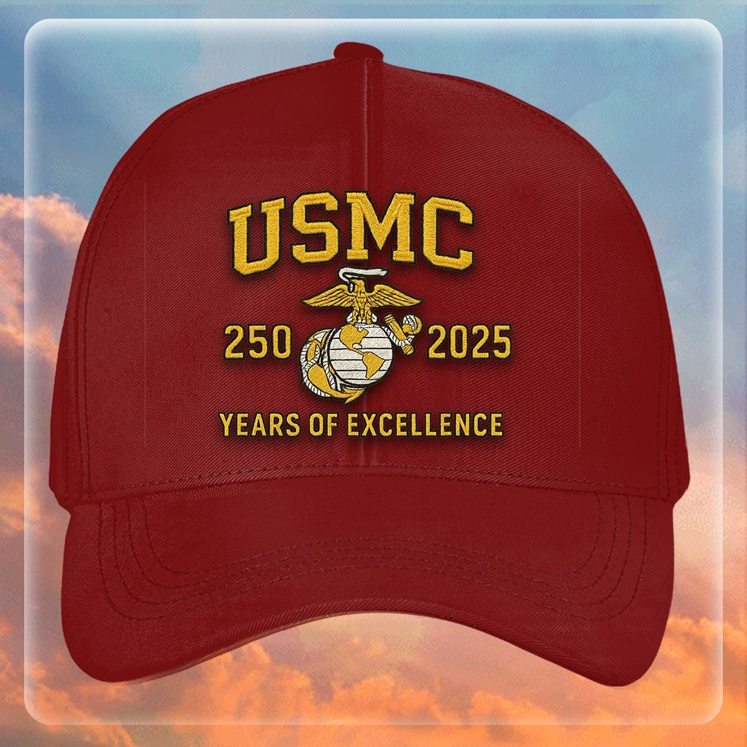 Premium USMC Embroidered Hats VPVC307835, 250th Anniversary Marine Corps Hat, Gifts For Marine Veteran, Gifts On Father’s Day, Veterans Day
