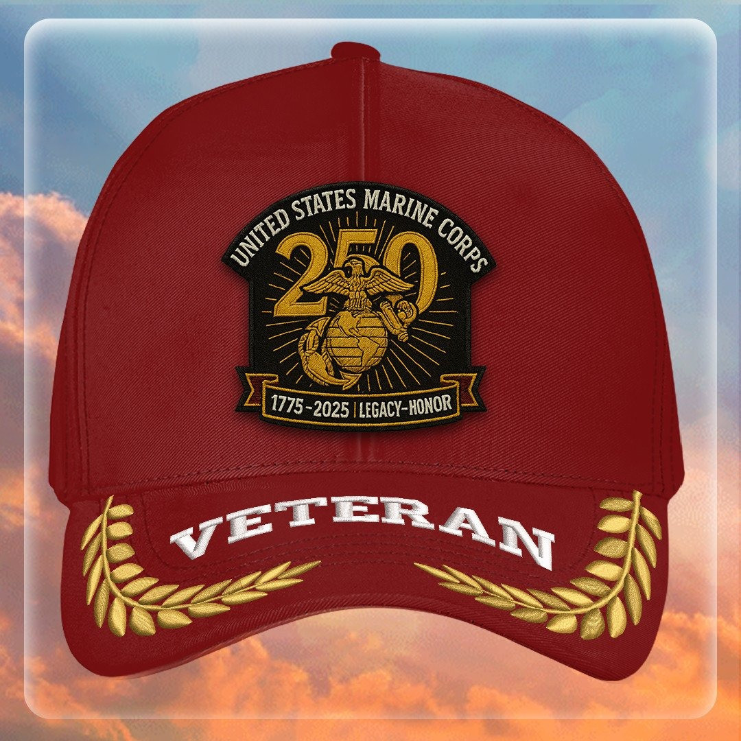 Premium USMC Embroidered Hats VPVC307842, 250th Anniversary Marine Corps Hat, Gifts For Marine Veteran, Gifts On Father’s Day, Veterans Day