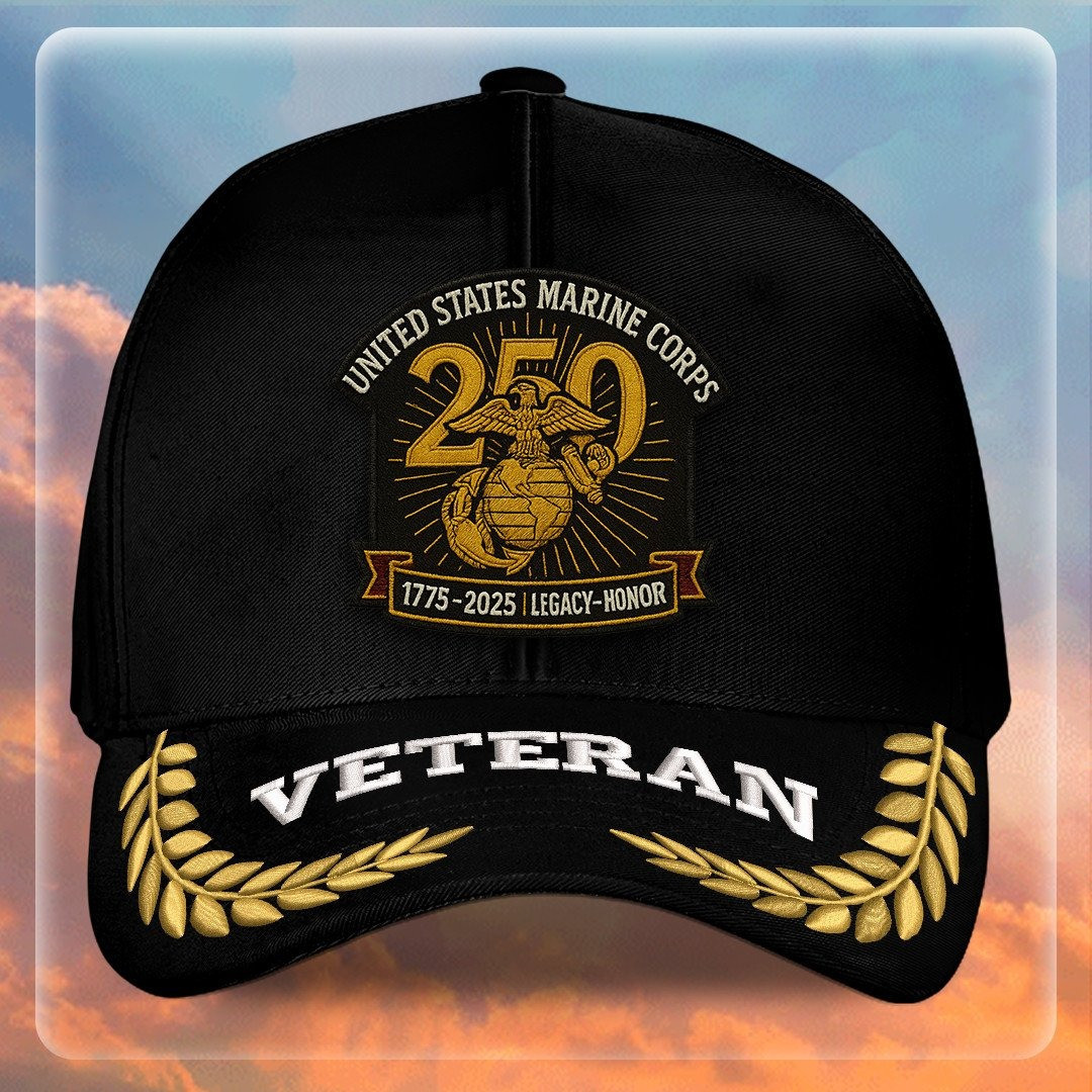 Premium USMC Embroidered Hats VPVC307843, 250th Anniversary Marine Corps Hat, Gifts For Marine Veteran, Gifts On Father’s Day, Veterans Day