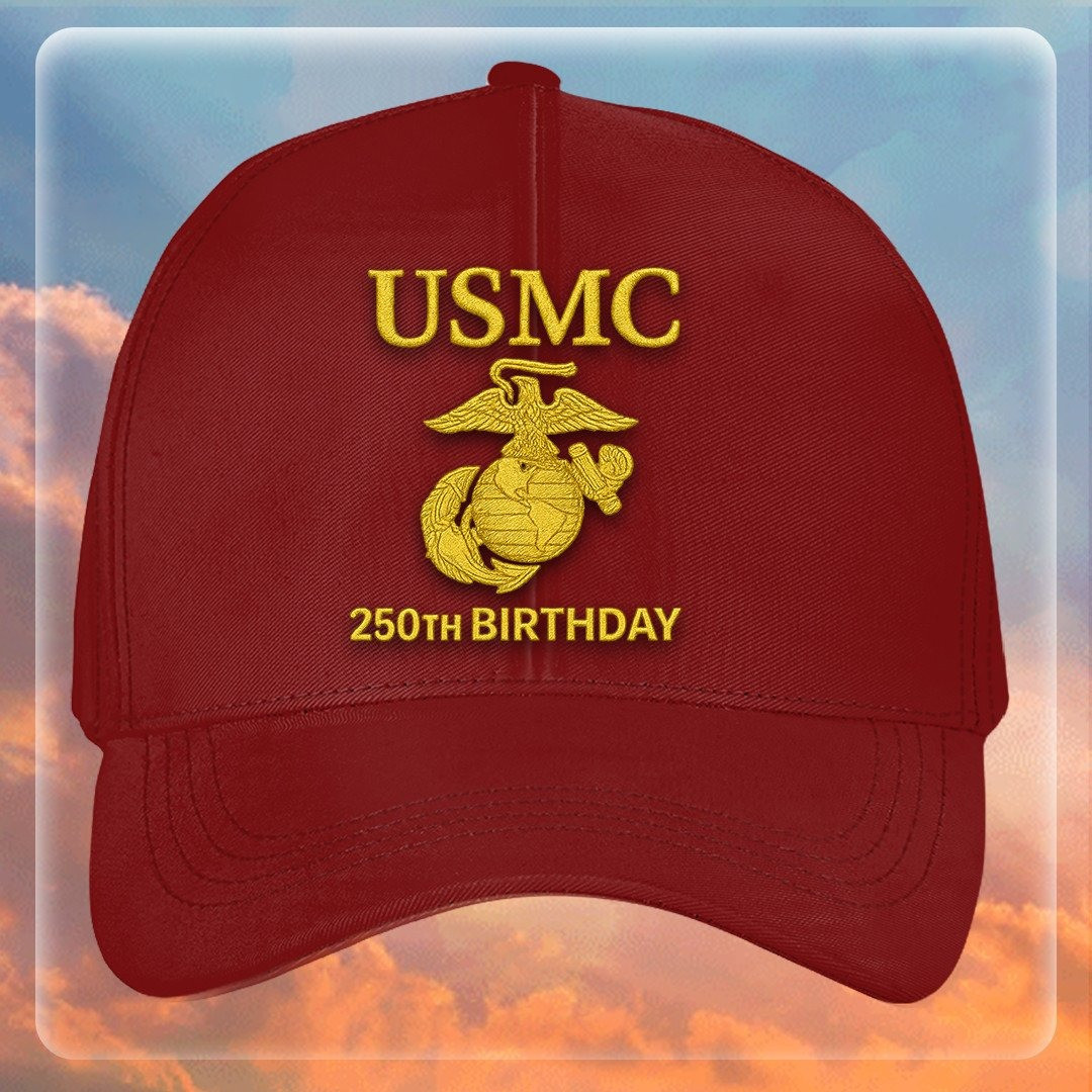 Premium USMC Embroidered Hats VPVC307867, 250th Anniversary Marine Corps Hat, Gifts For Marine Veteran, Gifts On Father’s Day, Veterans Day