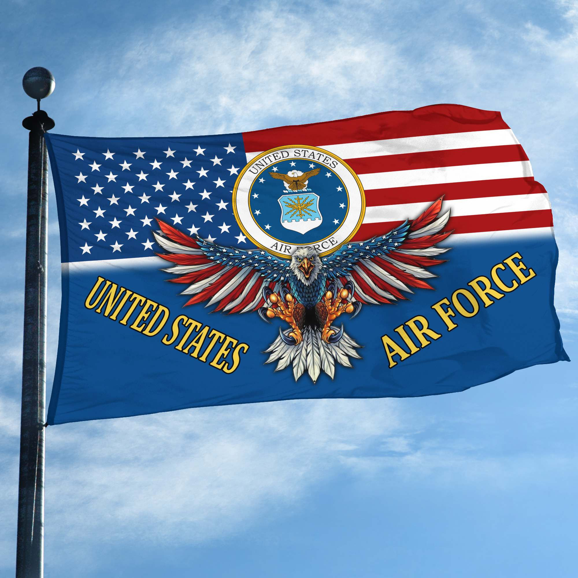 Premium USAF Grommet Flag BPVC300610, Gifts For US Veteran, Best Gifts On Father’s Day, Independence Day, Veterans Day