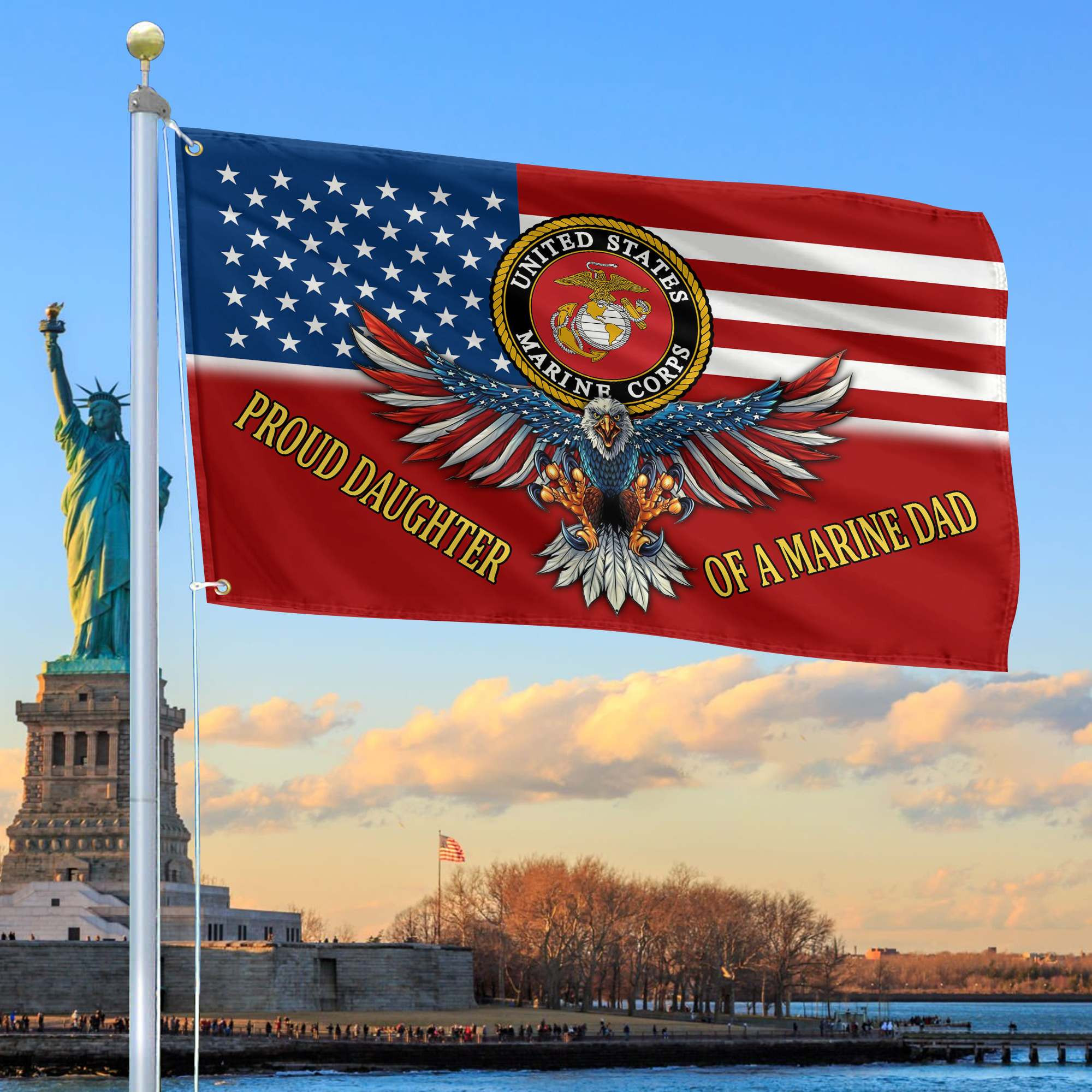 Premium Proud Daughter Of A Marine Dad Grommet Flag BPVC300611, Best Gifts On Father’s Day, Independence Day, Veterans Day