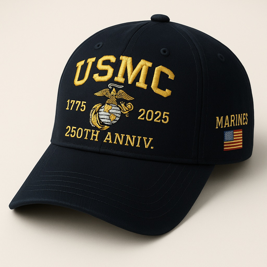 Premium USMC Embroidered Hats VPVC307938, 250th Anniversary Marine Corps Hat, Gifts For Marine Veteran, Gifts On Father’s Day, Veterans Day