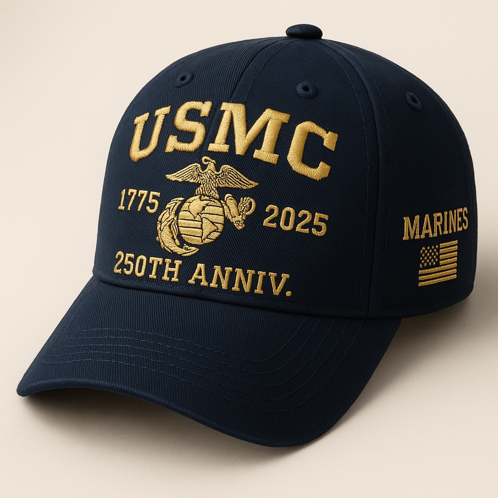Premium USMC Dark Blue Embroidered Hat VPVC307939, 250th Anniversary Marine Corps Hat, Gifts For Marine Veteran, Gifts On Father’s Day, Veterans Day