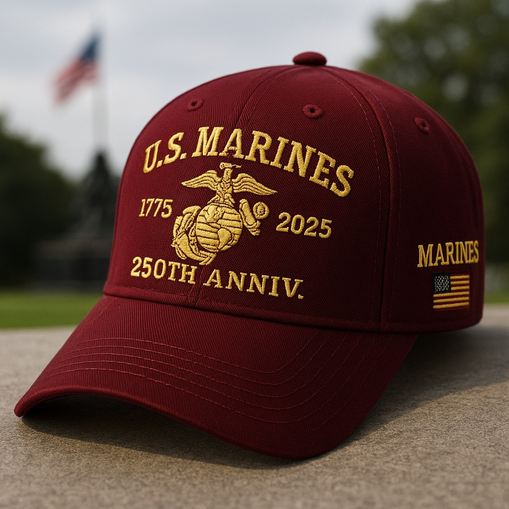 Premium USMC Embroidered Hats VPVC307941, 250th Anniversary Marine Corps Hat, Gifts For Marine Veteran, Gifts On Father’s Day, Veterans Day
