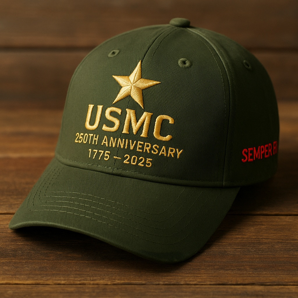 Premium USMC Embroidered Hats VPVC307942, 250th Anniversary Marine Corps Hat, Gifts For Marine Veteran, Gifts On Father’s Day, Veterans Day