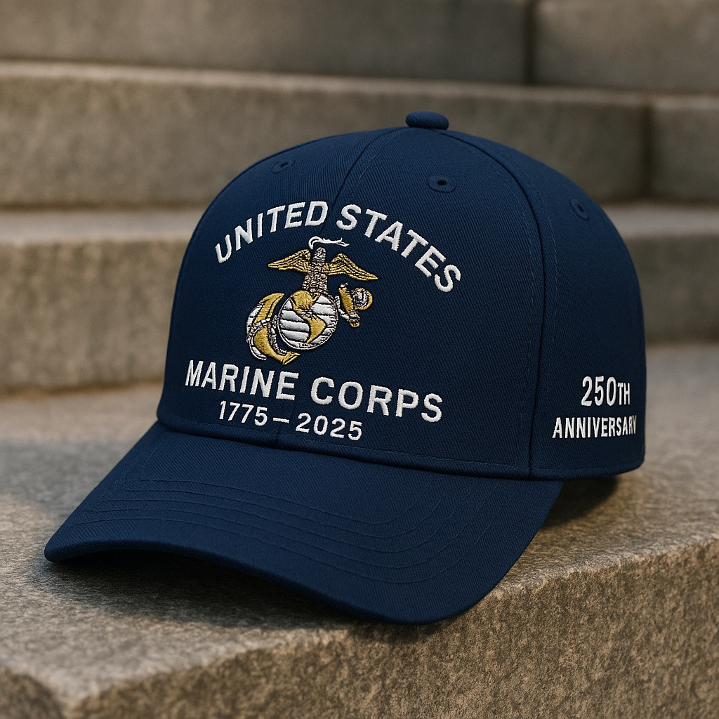 Premium USMC Embroidered Hats VPVC307943, 250th Anniversary Marine Corps Hat, Gifts For Marine Veteran, Gifts On Father’s Day, Veterans Day