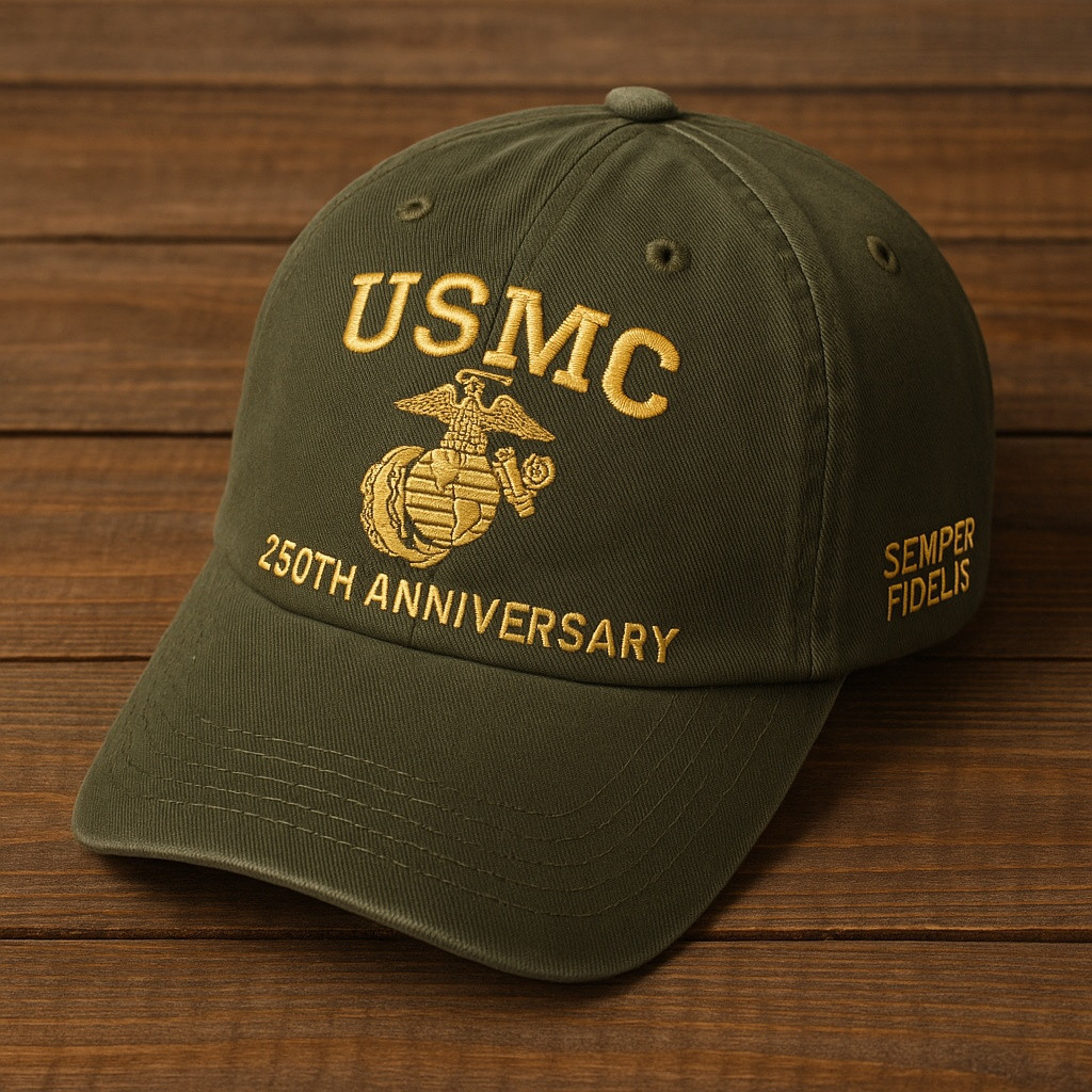 Premium USMC Embroidered Hats VPVC307944, 250th Anniversary Marine Corps Hat, Gifts For Marine Veteran, Gifts On Father’s Day, Veterans Day