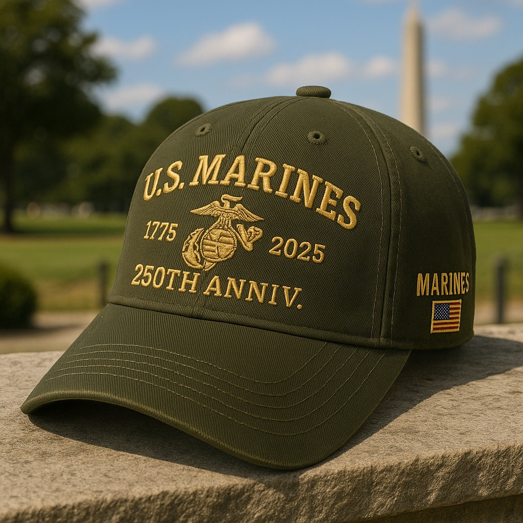 Premium USMC Embroidered Hats VPVC307945, 250th Anniversary Marine Corps Hat, Gifts For Marine Veteran, Gifts On Father’s Day, Armed Forces Day, Veterans Day