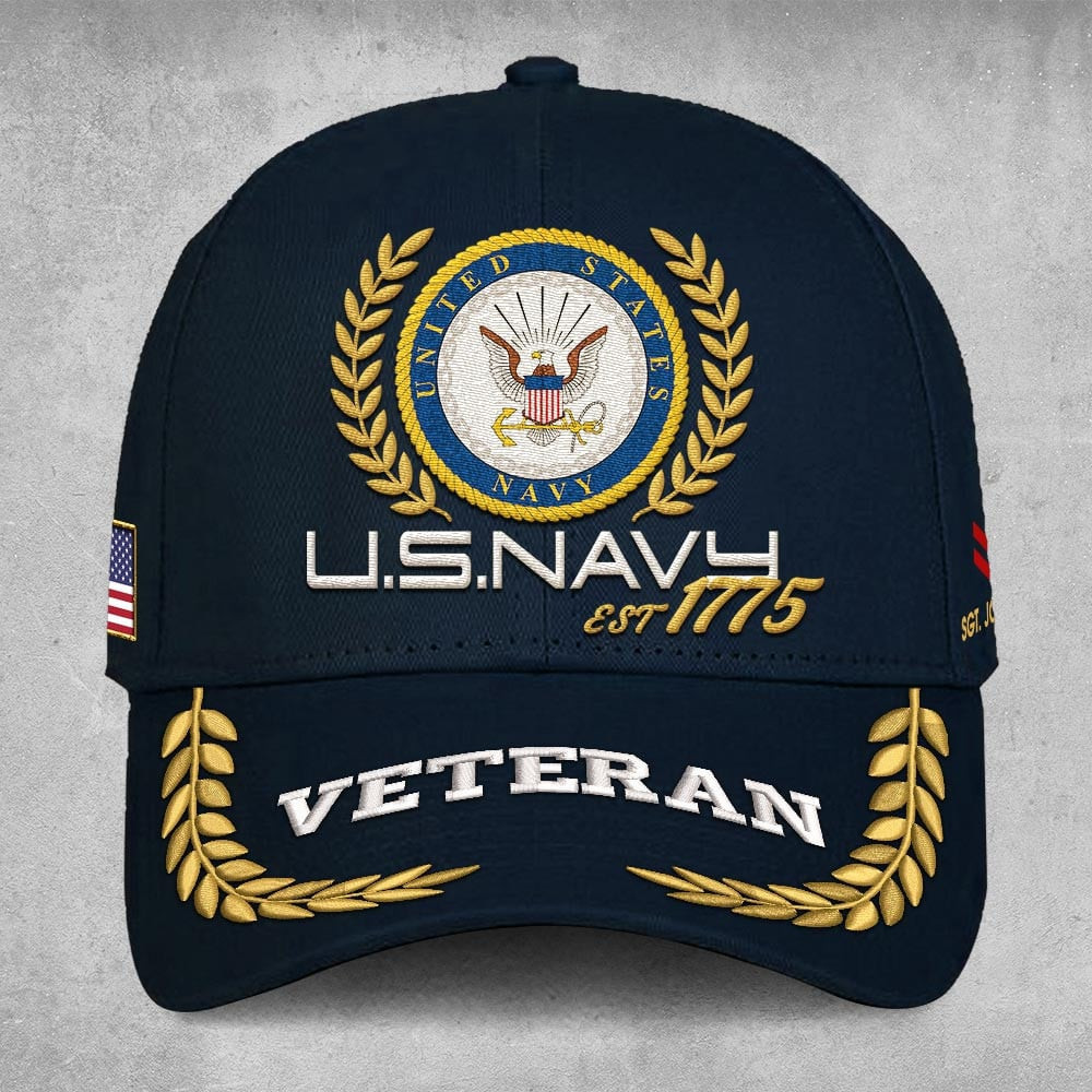 Premium Custom US Navy Embroidered Hats VPVC307964, Gifts For Navy Veteran, Gifts On Father’s Day, Armed Forces Day, Independence Day, Veterans Day