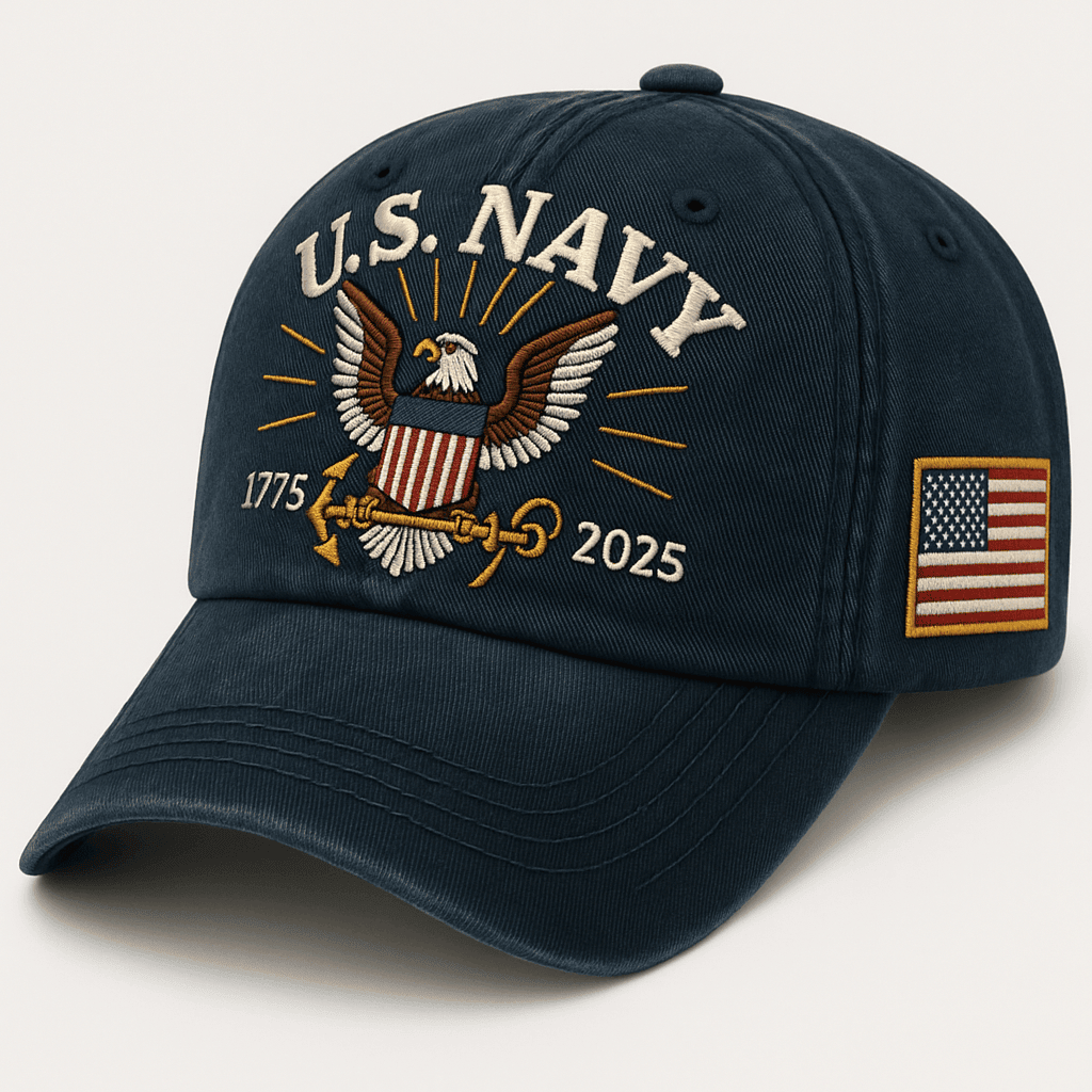 Premium US Navy Embroidered Hats VPVC308087, 250th Anniversary Navy Hat, Gifts For Navy Veteran, Gifts On Father’s Day, Armed Forces Day, Independence Day, Veterans Day