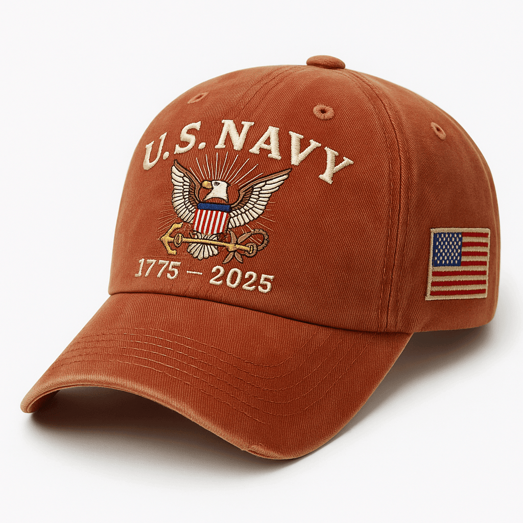 Premium US Navy Embroidered Hats VPVC308088, 250th Anniversary Navy Hat, Gifts For Navy Veteran, Gifts On Father’s Day, Veterans Day
