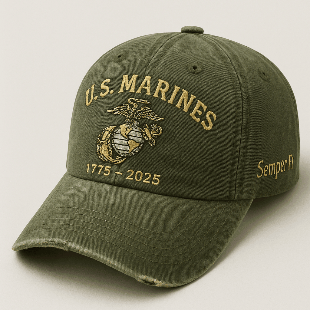 Premium USMC Embroidered Hats VPVC308090, 250th Anniversary Marine Corps Hat, Gifts For Marine Veteran, Gifts On Father’s Day, Veterans Day