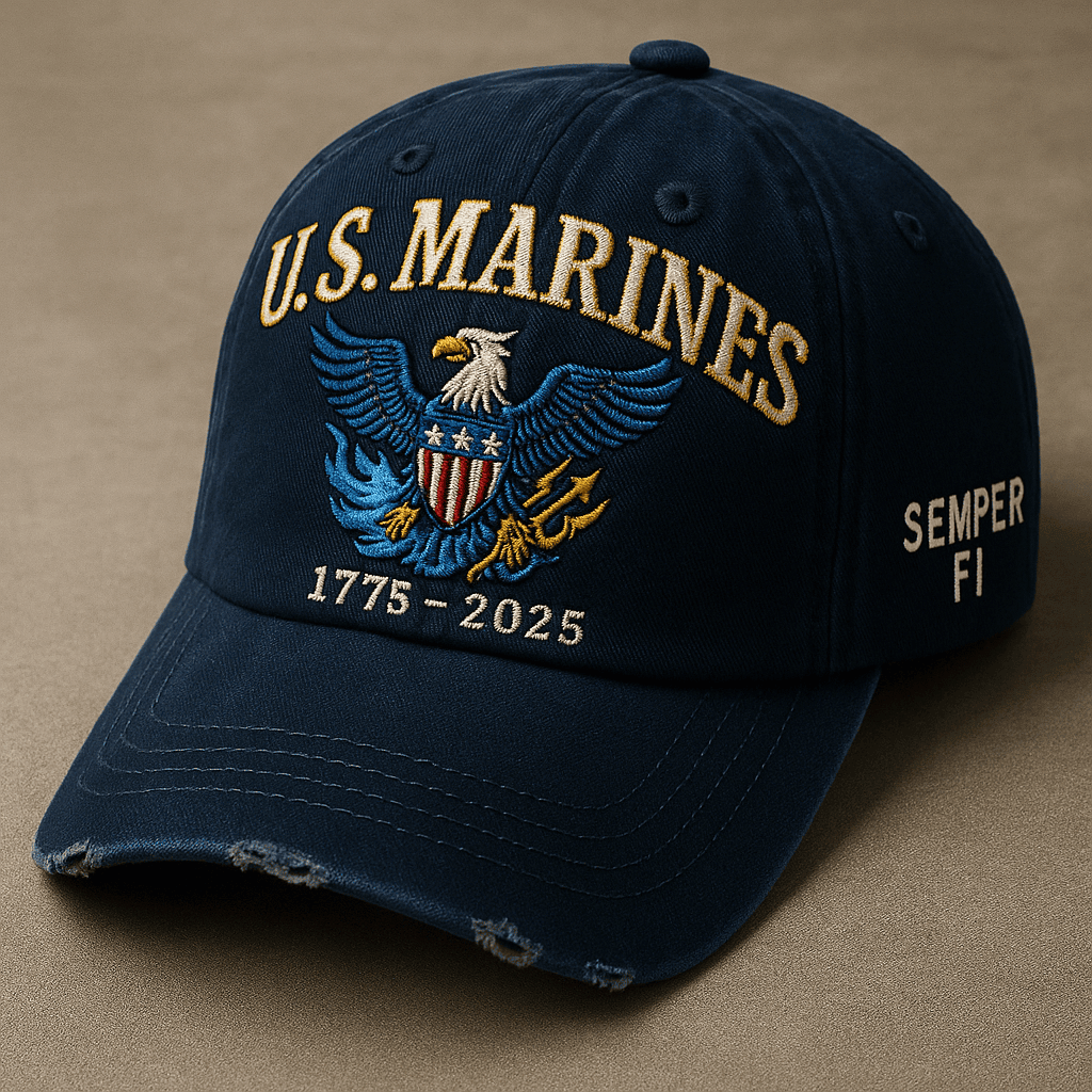 Premium USMC Embroidered Hats VPVC308092, 250th Anniversary Marine Corps Hat, Gifts For Marine Veteran, Gifts On Father’s Day, Veterans Day
