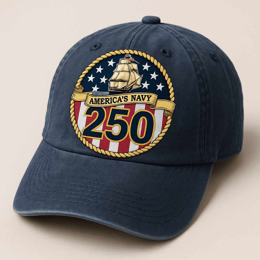 Premium US Navy Embroidered Hats VPVC308098, 250th Anniversary Navy Hat, Gifts For Navy Veteran, Gifts On Father’s Day, Veterans Day