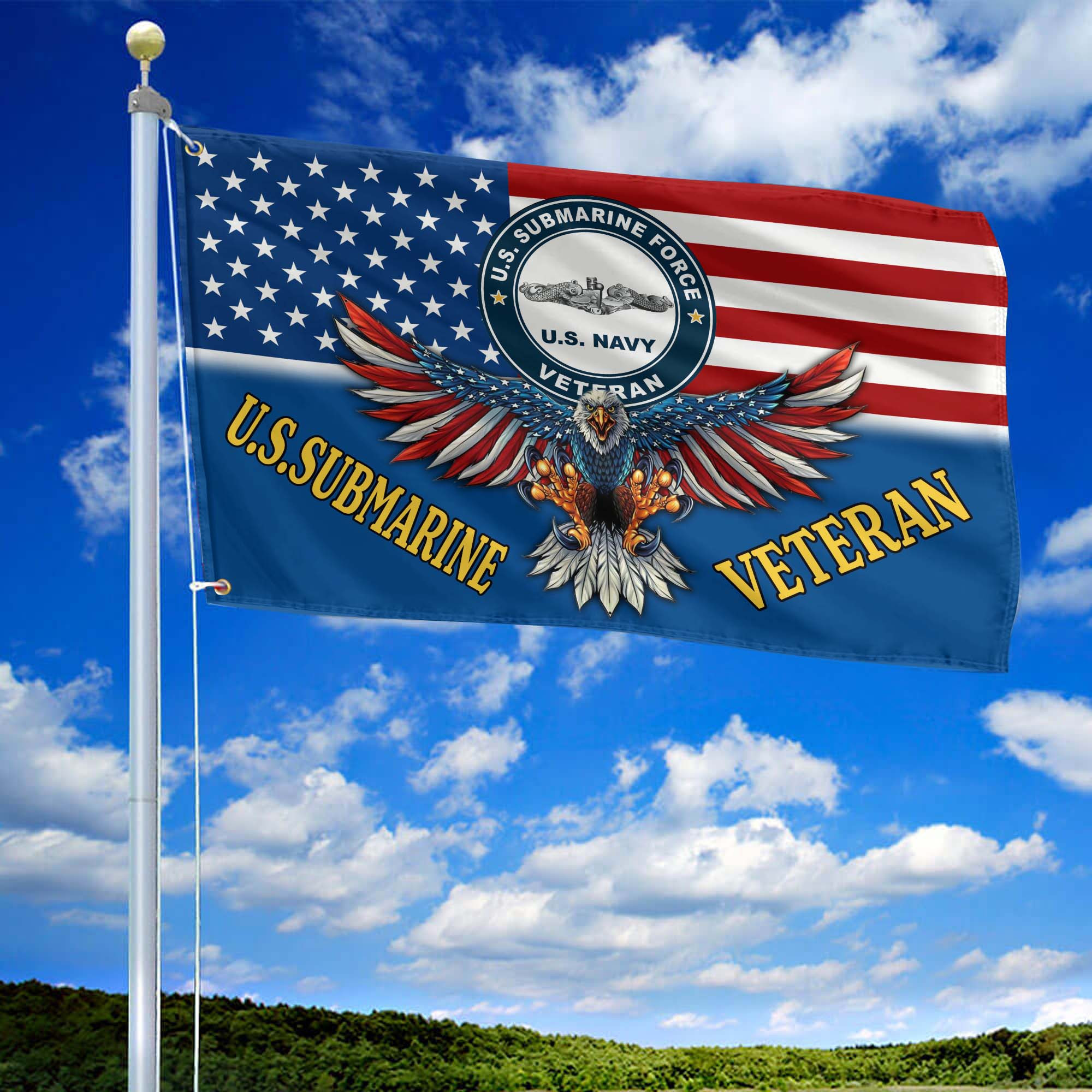 Premium US Submarine Grommet Flag CPVC230710, Best Gifts On Father’s Day, Independence Day, Veterans Day