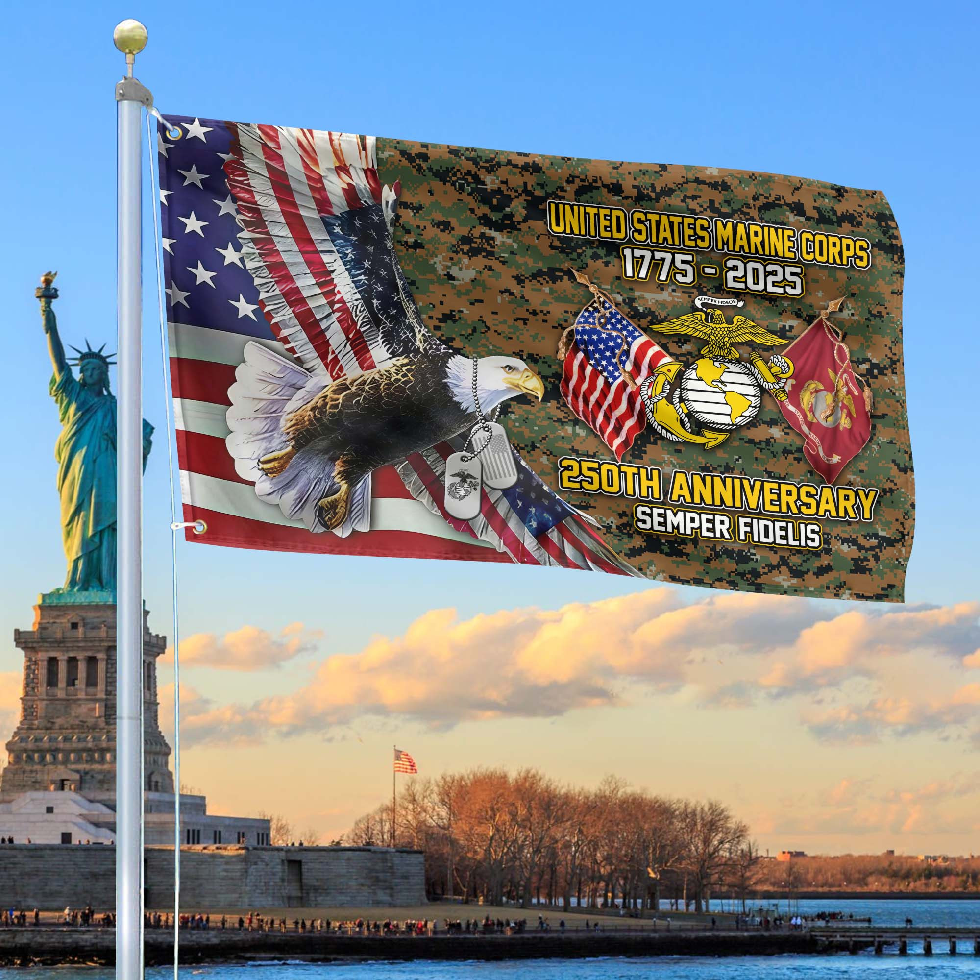 Premium USMC Grommet Flag VPVC120016, 250th Anniversary Marine Corps Flag, Gifts For Marine Veteran, Best Gifts On Father’s Day, Veterans Day