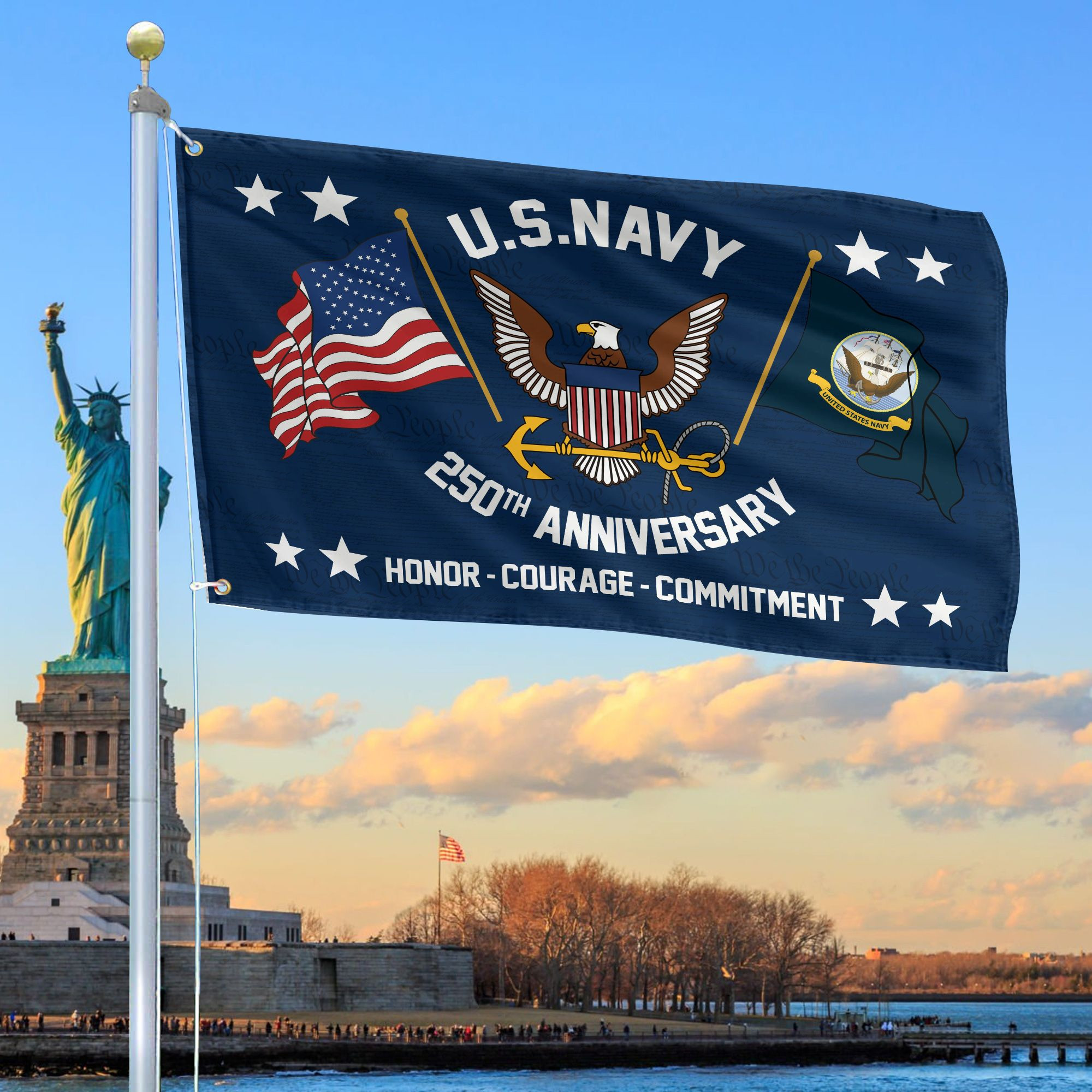 Premium US Navy Grommet Flag VPVC120050, 250th Anniversary Navy Flag, Gifts For Navy Veteran, Best Gifts On Father’s Day, Veterans Day