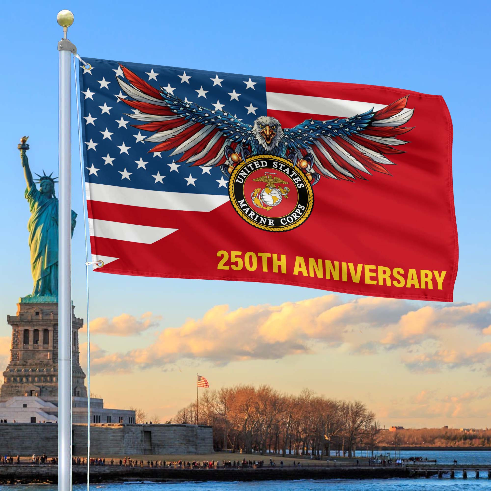 Premium USMC Grommet Flag VPVC120061, 250th Anniversary Marine Corps Flag, Gifts For Marine Veteran, Best Gifts On Father’s Day, Veterans Day