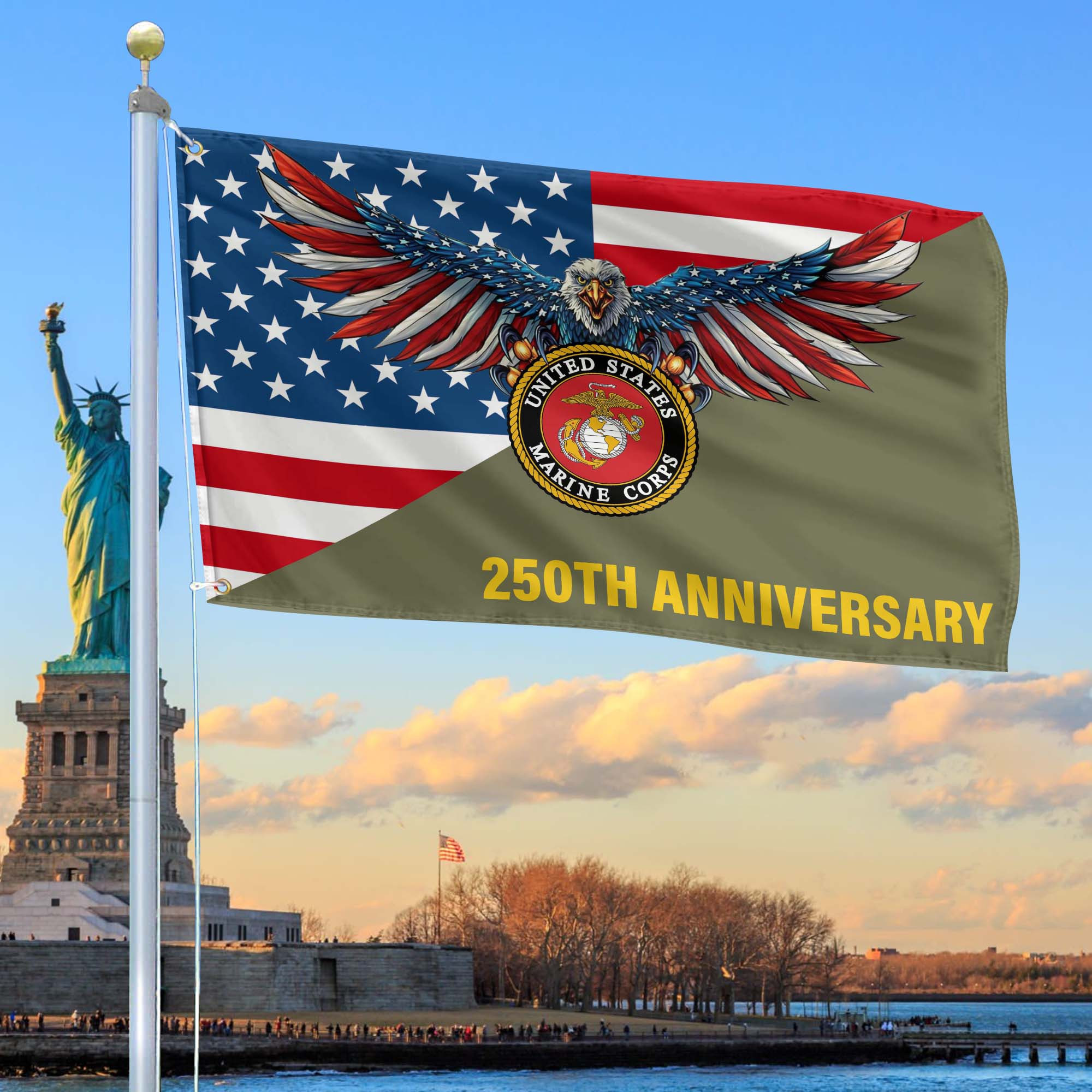 Premium USMC Grommet Flag VPVC120062, 250th Anniversary Marine Corps Flag, Gifts For Marine Veteran, Best Gifts On Father’s Day, Veterans Day