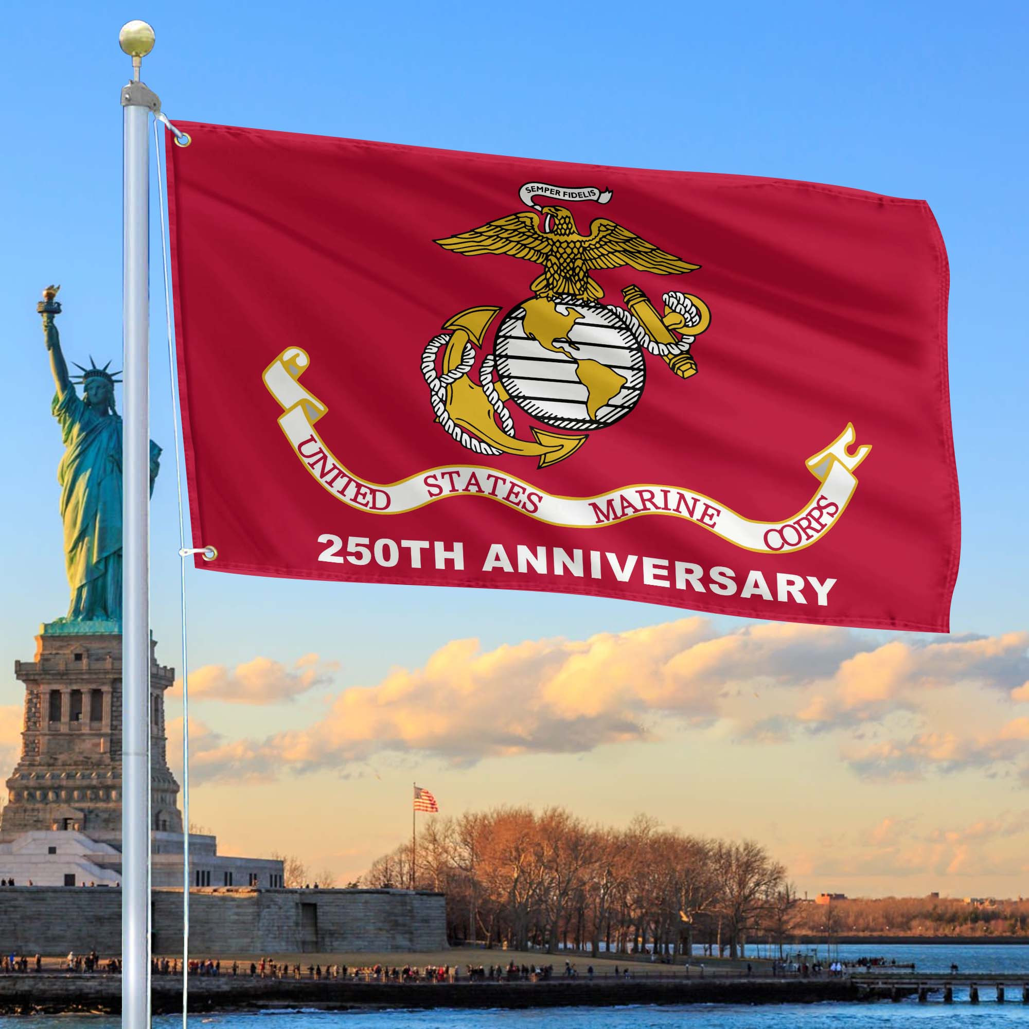 Premium USMC Grommet Flag VPVC120066, 250th Anniversary Marine Corps Flag, Gifts For Marine Veteran, Best Gifts On Father’s Day, Veterans Day