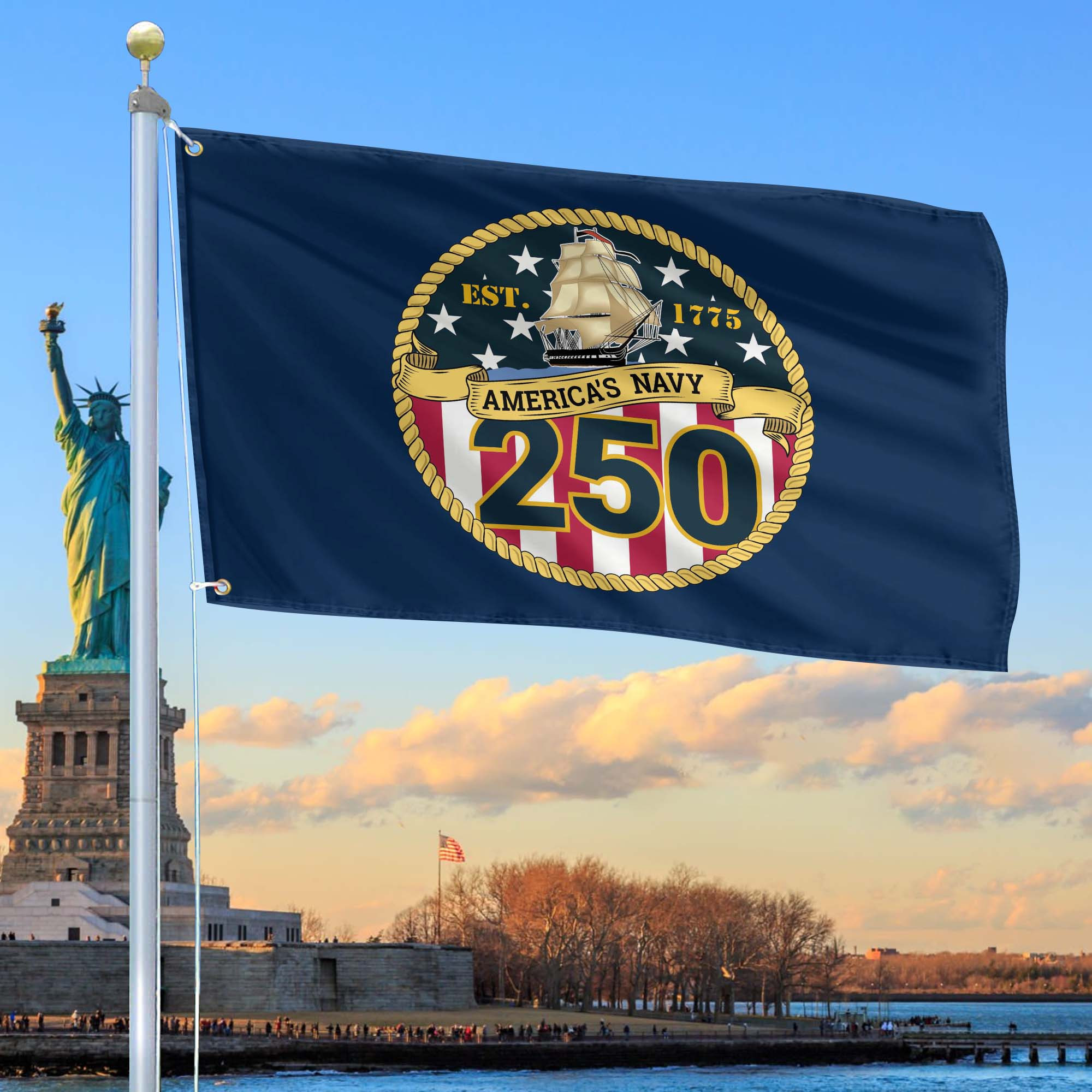 Premium US Navy Grommet Flag VPVC120065, 250th Anniversary Navy Flag, Gifts For Navy Veteran, Best Gifts On Father’s Day, Veterans Day