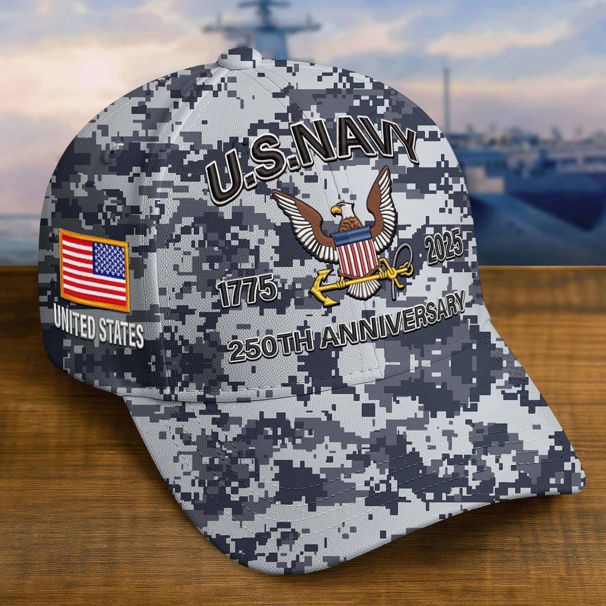 Premium Custom US Navy Embroidered Hat VPVC308204, 250th Anniversary Navy Hat, Gifts For Navy Veteran, Gifts On Father’s Day, Veterans Day