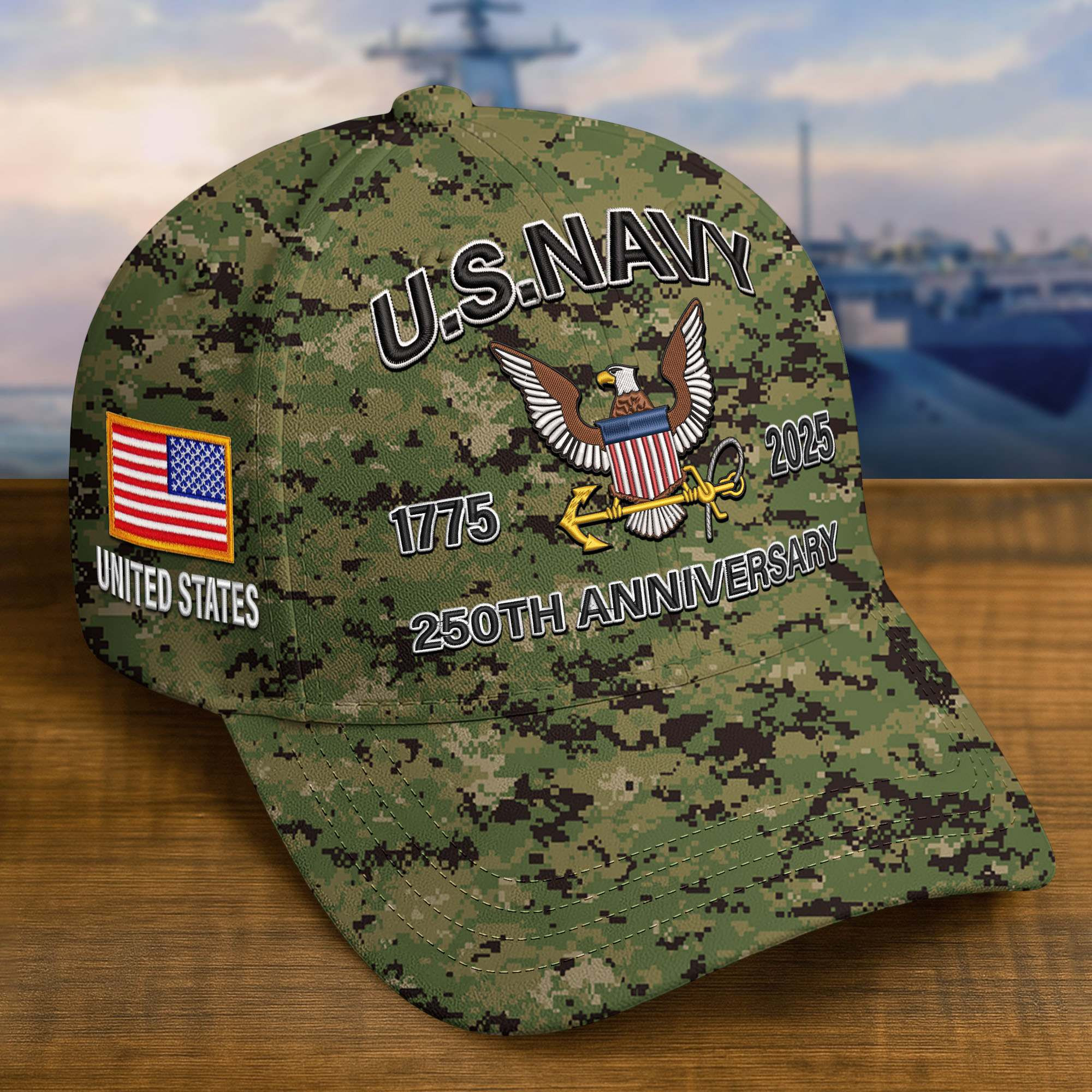 Premium Custom US Navy Embroidered Hat VPVC308205, 250th Anniversary Navy Hat, Gifts For Navy Veteran, Gifts On Father’s Day, Veterans Day