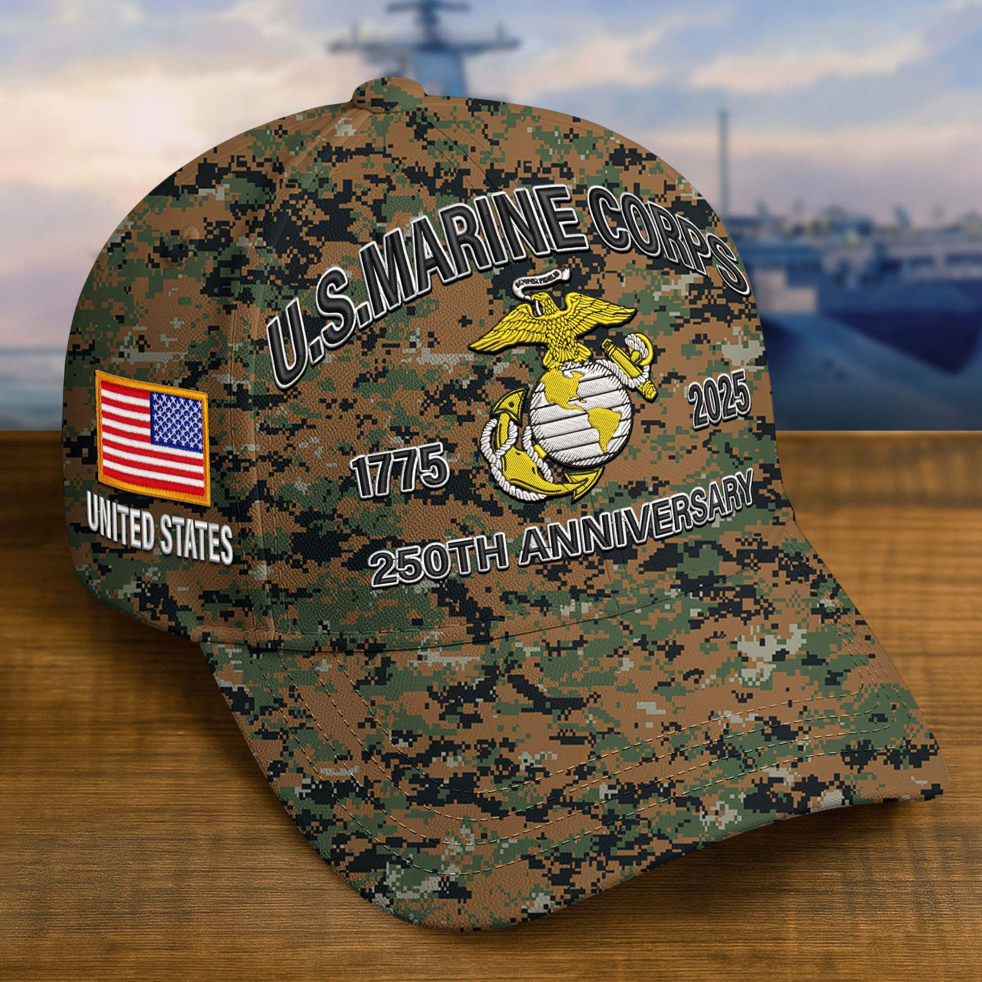 Premium Custom USMC Embroidered Hat VPVC308206, 250th Anniversary Marine Corps Hat, Gifts For Marine Veteran, Gifts On Father’s Day, Veterans Day