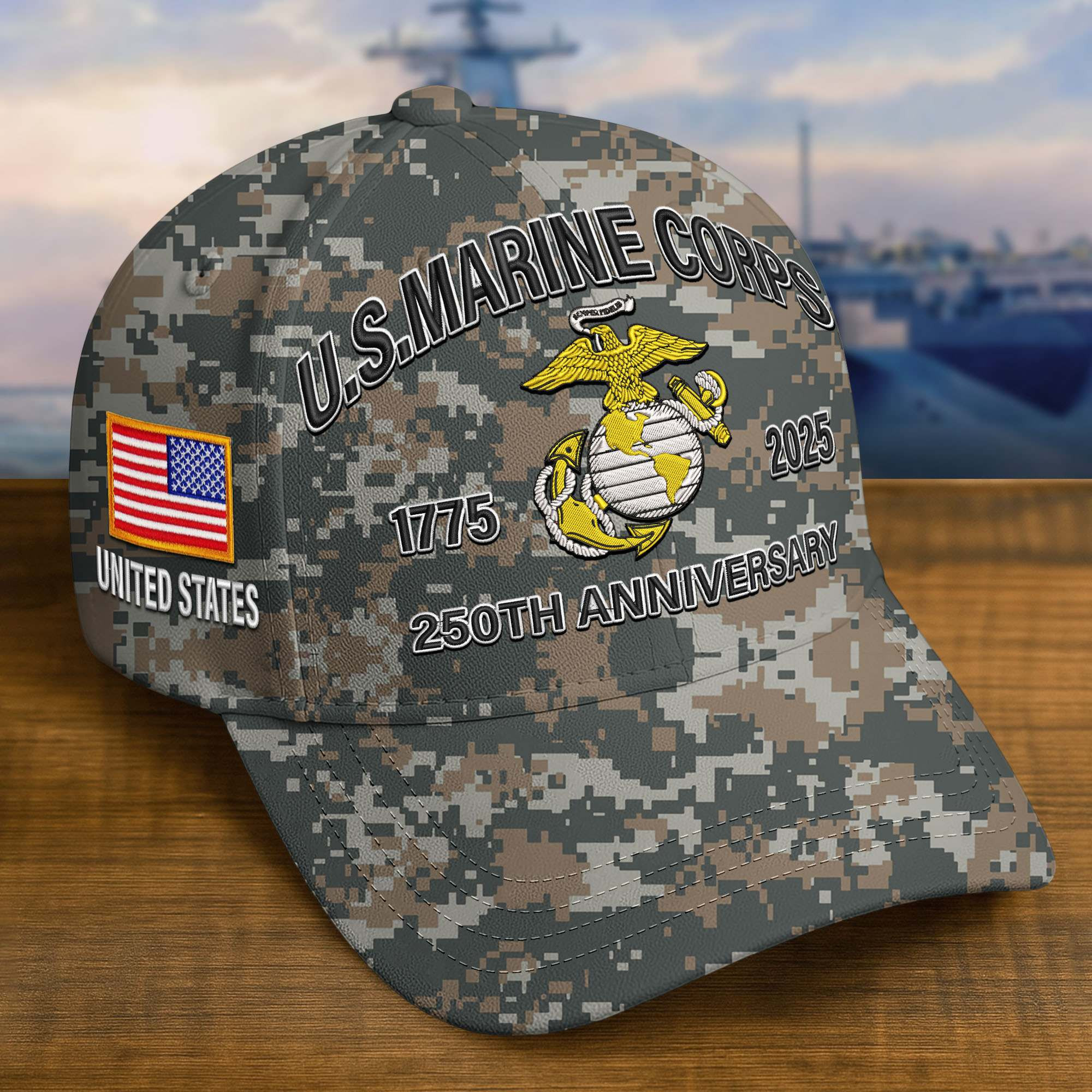 Premium Custom USMC Embroidered Hat VPVC308207, 250th Anniversary Marine Corps Hat, Gifts For Marine Veteran, Gifts On Father’s Day, Veterans Day