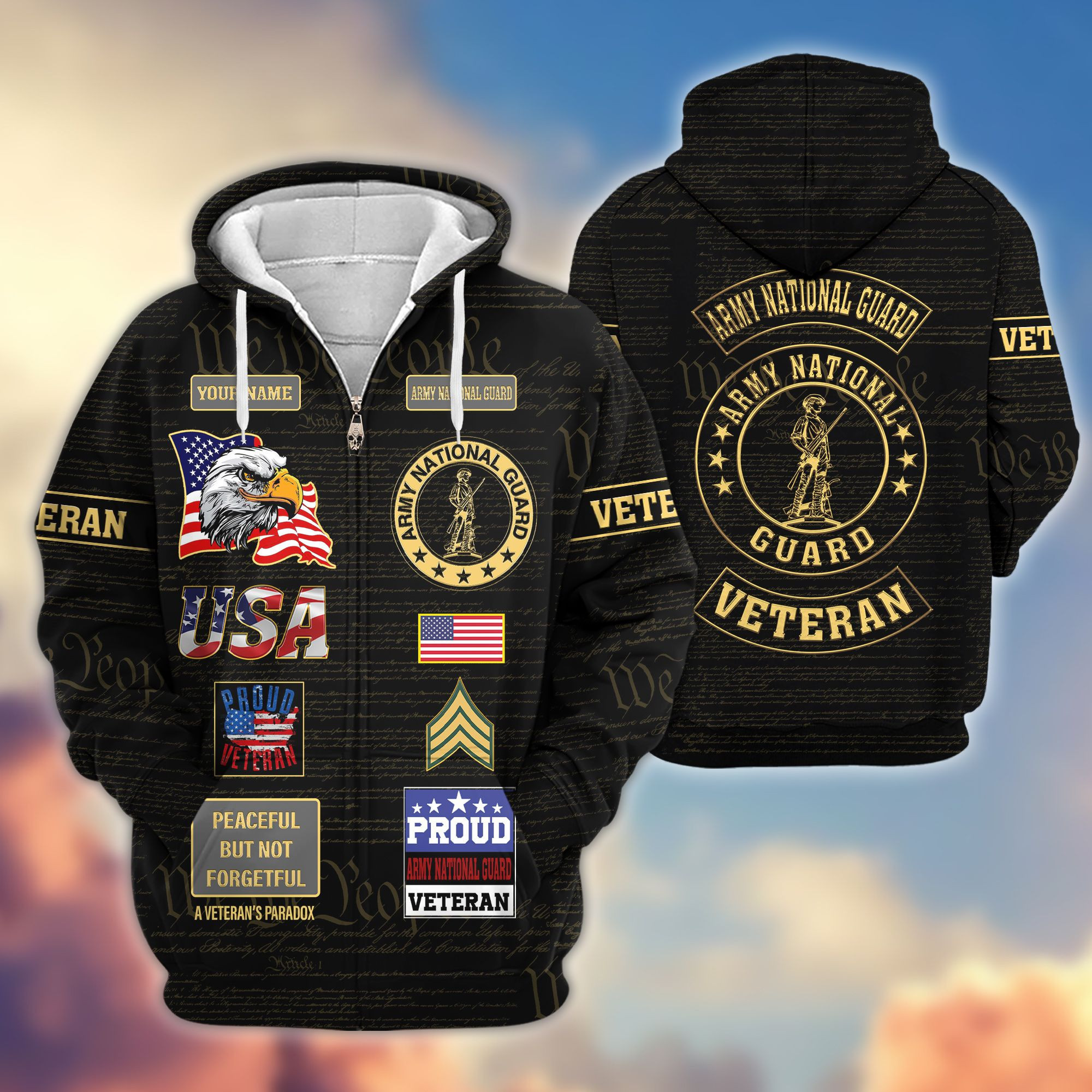 Premium Custom US Army National Guard Zip Up Hoodie VPVC607208, Gifts For Army National Guard Veteran, Gifts On Father’s Day, Veterans Day
