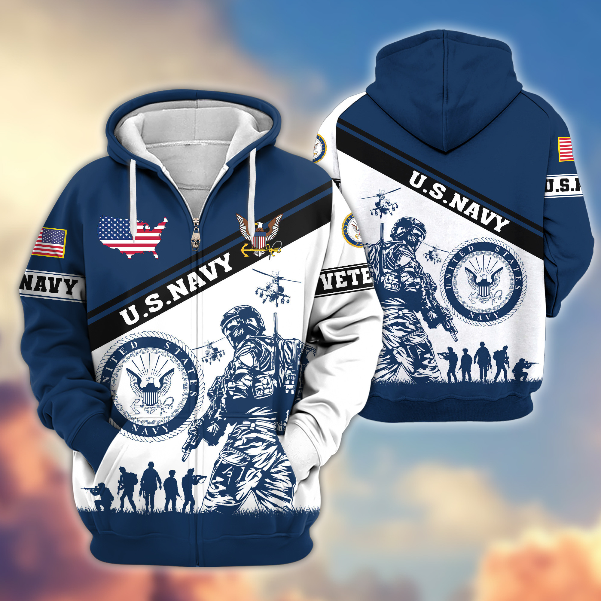 Premium US Navy Zip Up Hoodie VPVC607302, Gifts For Navy Veteran, Gifts On Father’s Day, Veterans Day