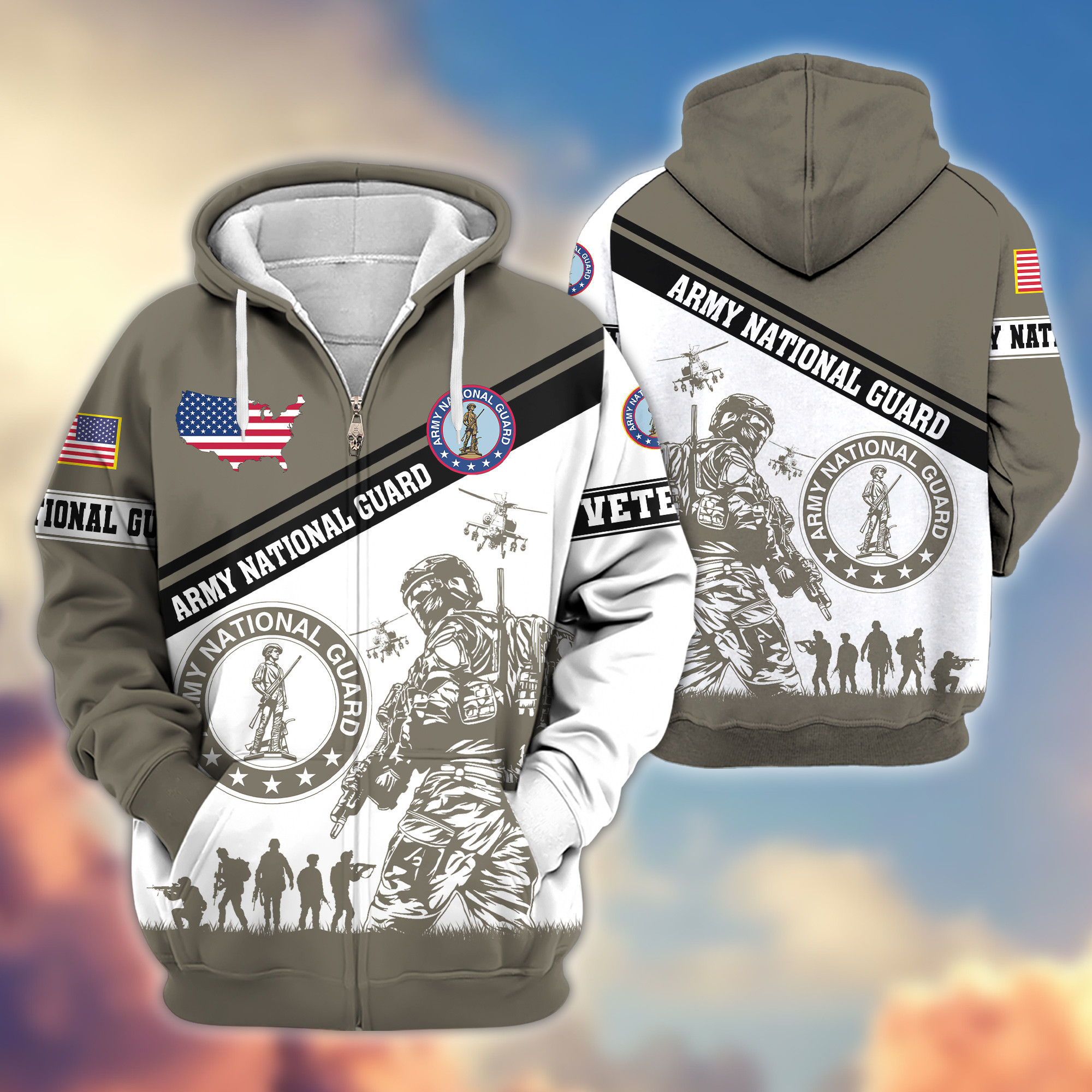 Premium US Army National Guard Zip Up Hoodie VPVC607308, Gifts For Army National Guard Veteran, Gifts On Father’s Day, Veterans Day