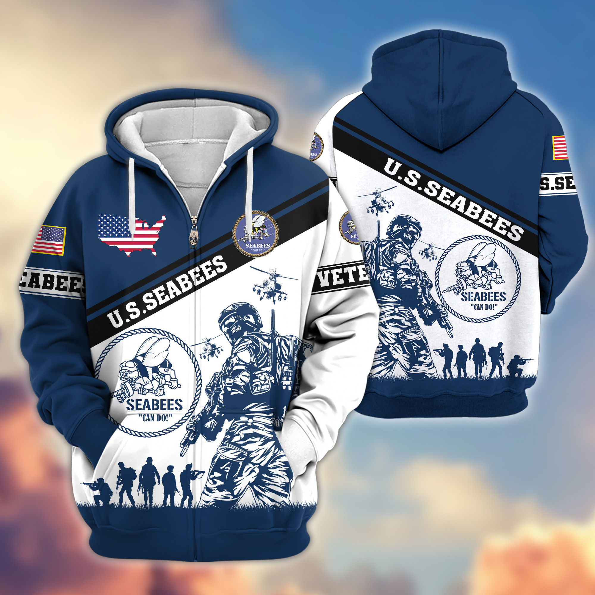 Premium US Seabees Zip Up Hoodie VPVC607309, Gifts For Seabees Veteran, Gifts On Father’s Day, Veterans Day