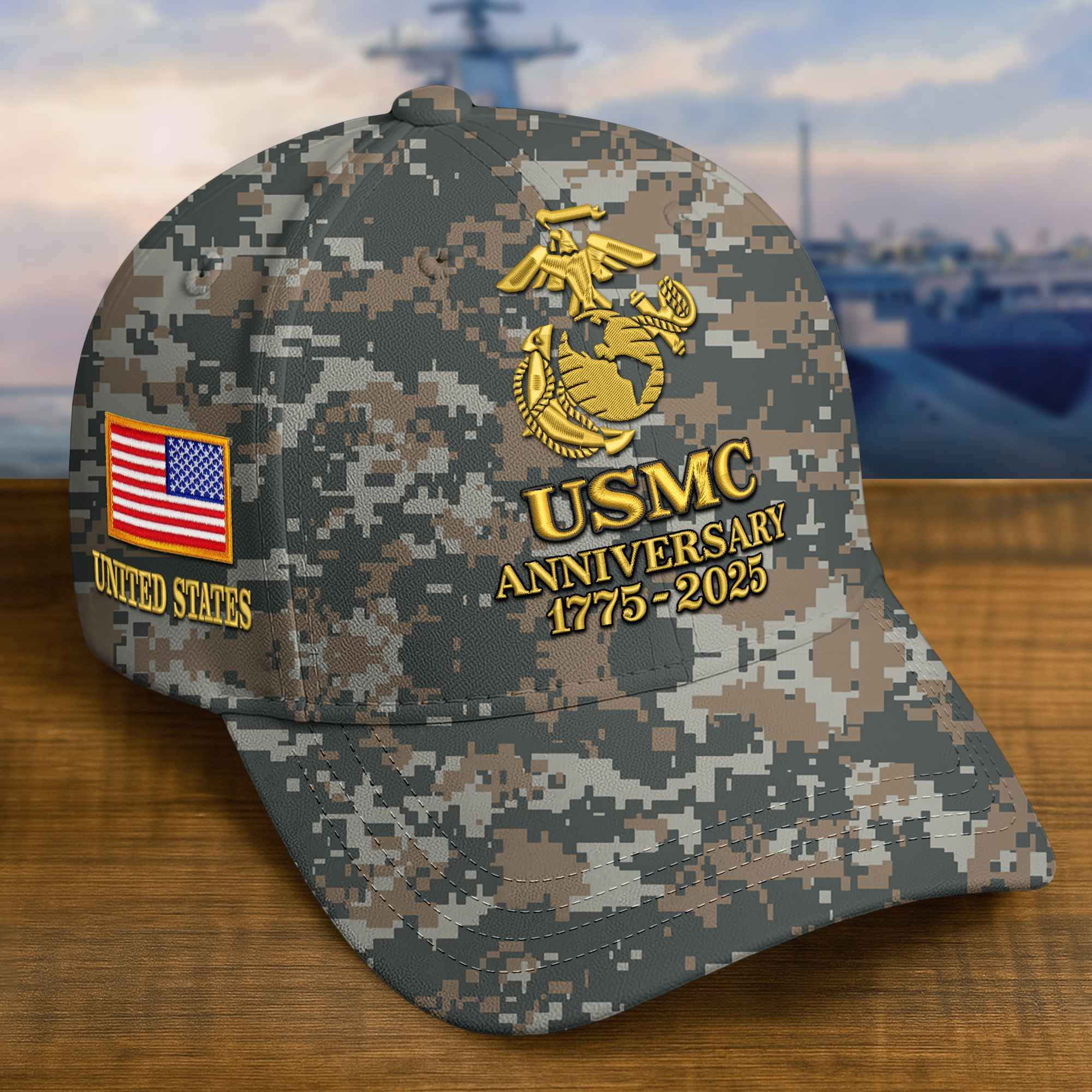 Premium Custom USMC Embroidered Hat VPVC308307, 250th Anniversary Marine Corps Hat, Gifts For Marine Veteran, Gifts On Father’s Day, Veterans Day