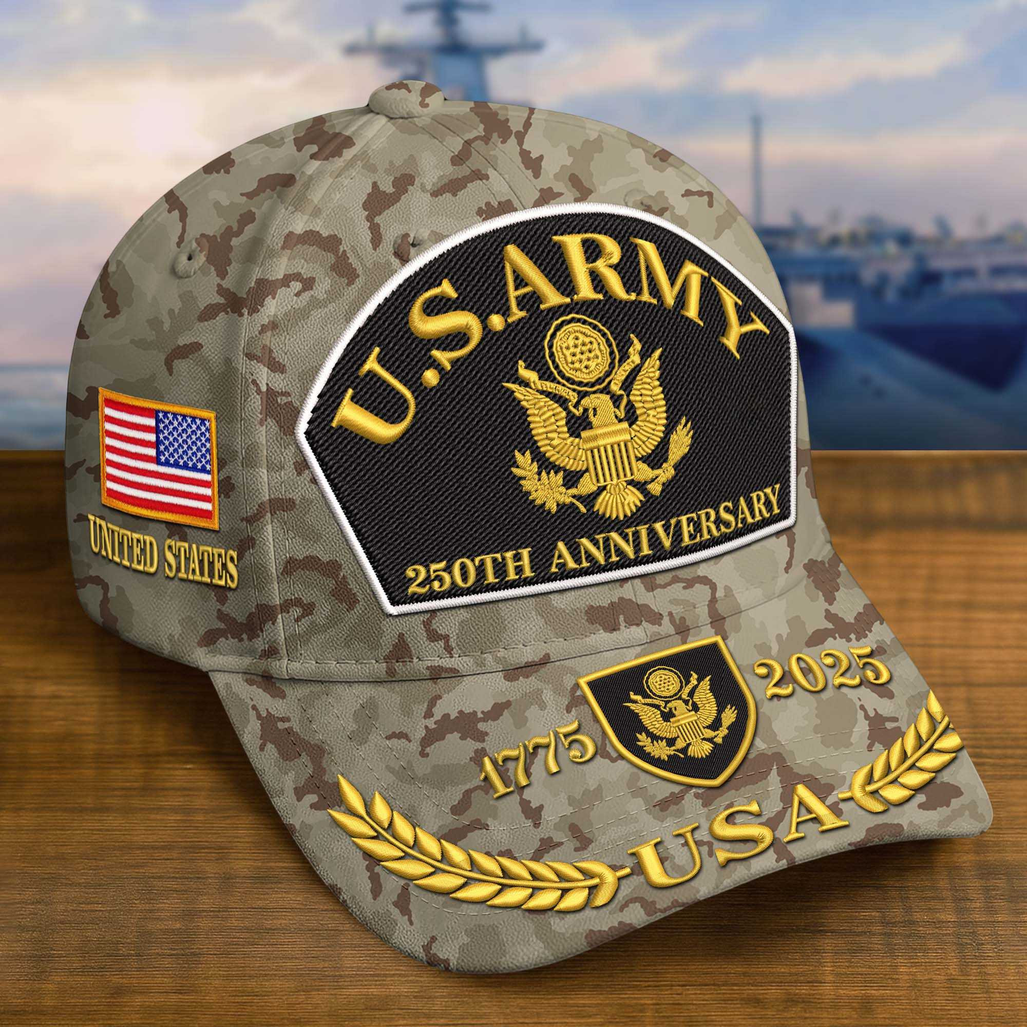 Premium 250th Anniversary Of The Army Embroidered Hats VPVC308402, Custom Name & Rank, Gifts For Army Veteran, Gifts On Father’s Day, Veterans Day