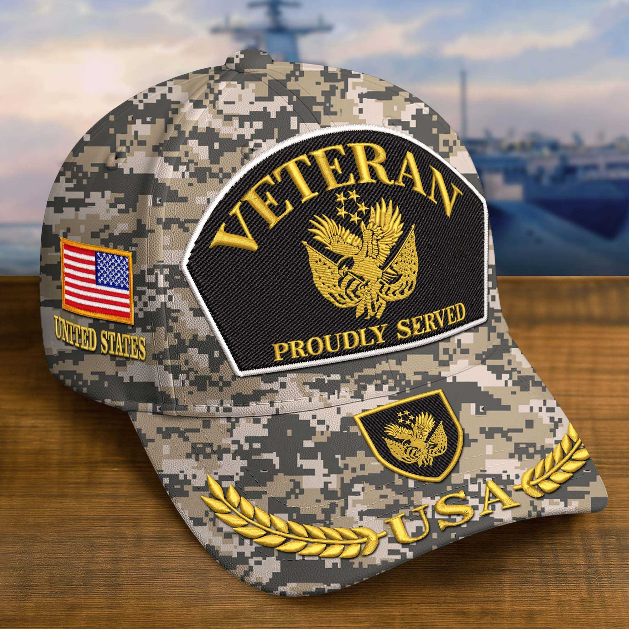Premium Custom US Veteran Embroidered Hat VPVC308409, Gifts For US Veteran, Gifts On Father’s Day, Veterans Day