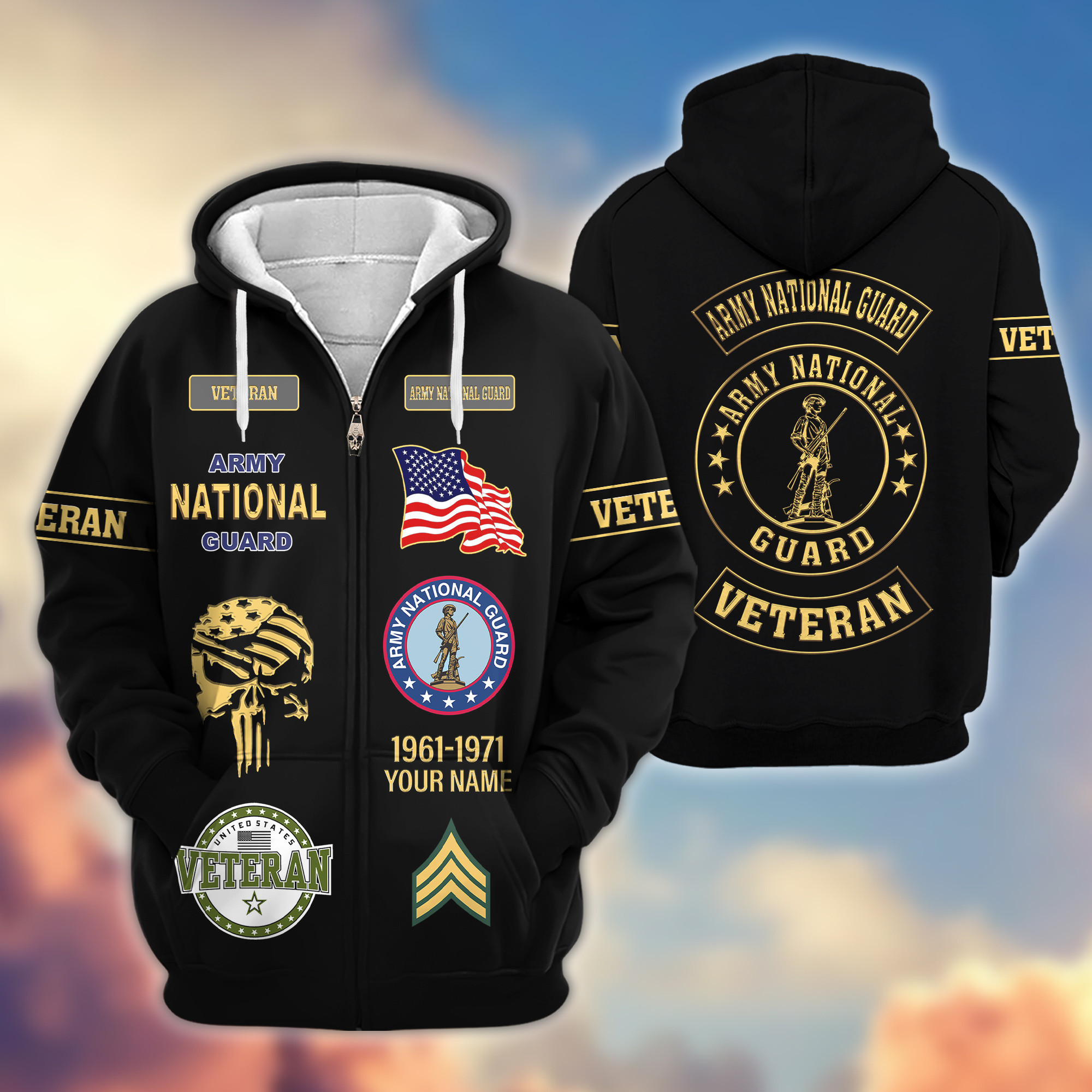 Premium Custom US Army National Guard Zip Up Hoodie VPVC607508, Gifts For Army National Guard Veteran, Gifts On Father’s Day, Veterans Day