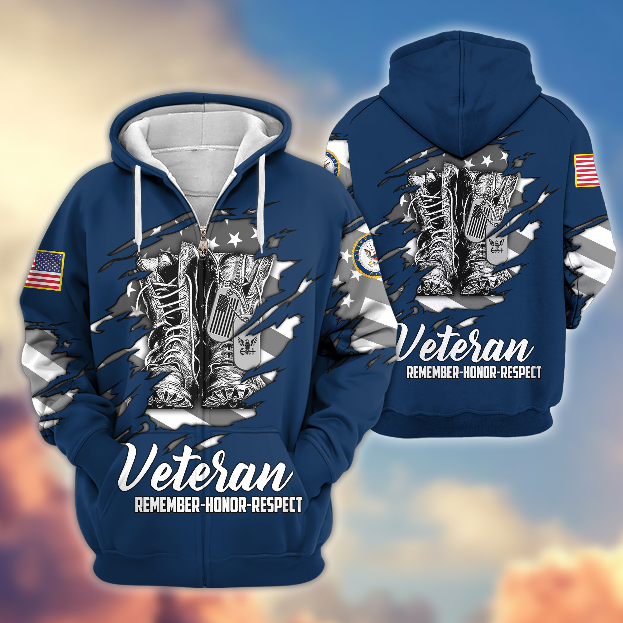Premium US Navy Zip Up Hoodie VPVC607602, Gifts For Navy Veteran, Gifts On Father’s Day, Veterans Day