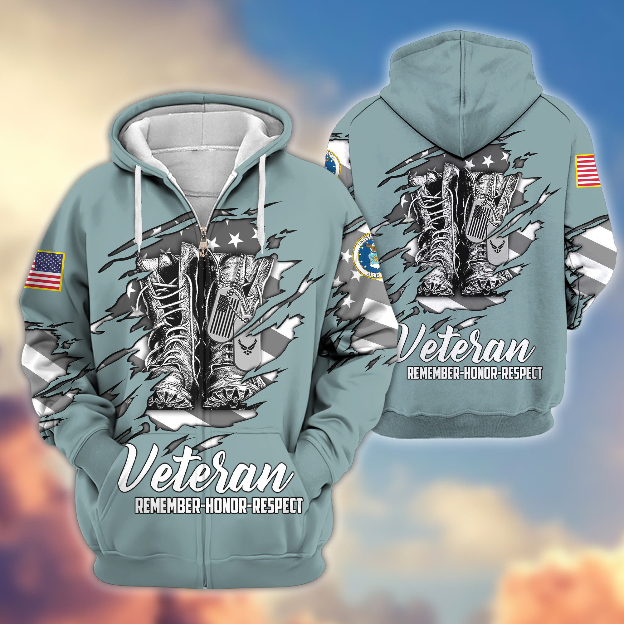 Premium USAF Zip Up Hoodie VPVC607612, Gifts For Air Force Veteran, Gifts On Father’s Day, Veterans Day
