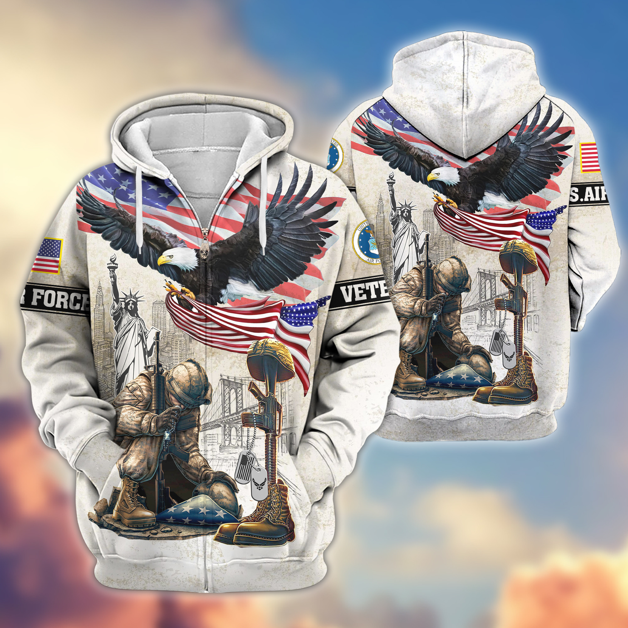 Premium USAF Zip Up Hoodie VPVC607704, Gifts For Air Force Veteran, Gifts On Father’s Day, Veterans Day