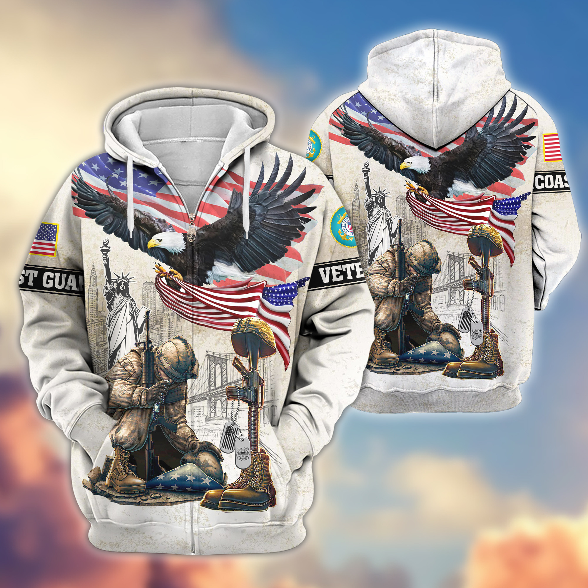Premium USCG Zip Up Hoodie VPVC607705, Gifts For Coast Guard Veteran, Gifts On Father’s Day, Veterans Day