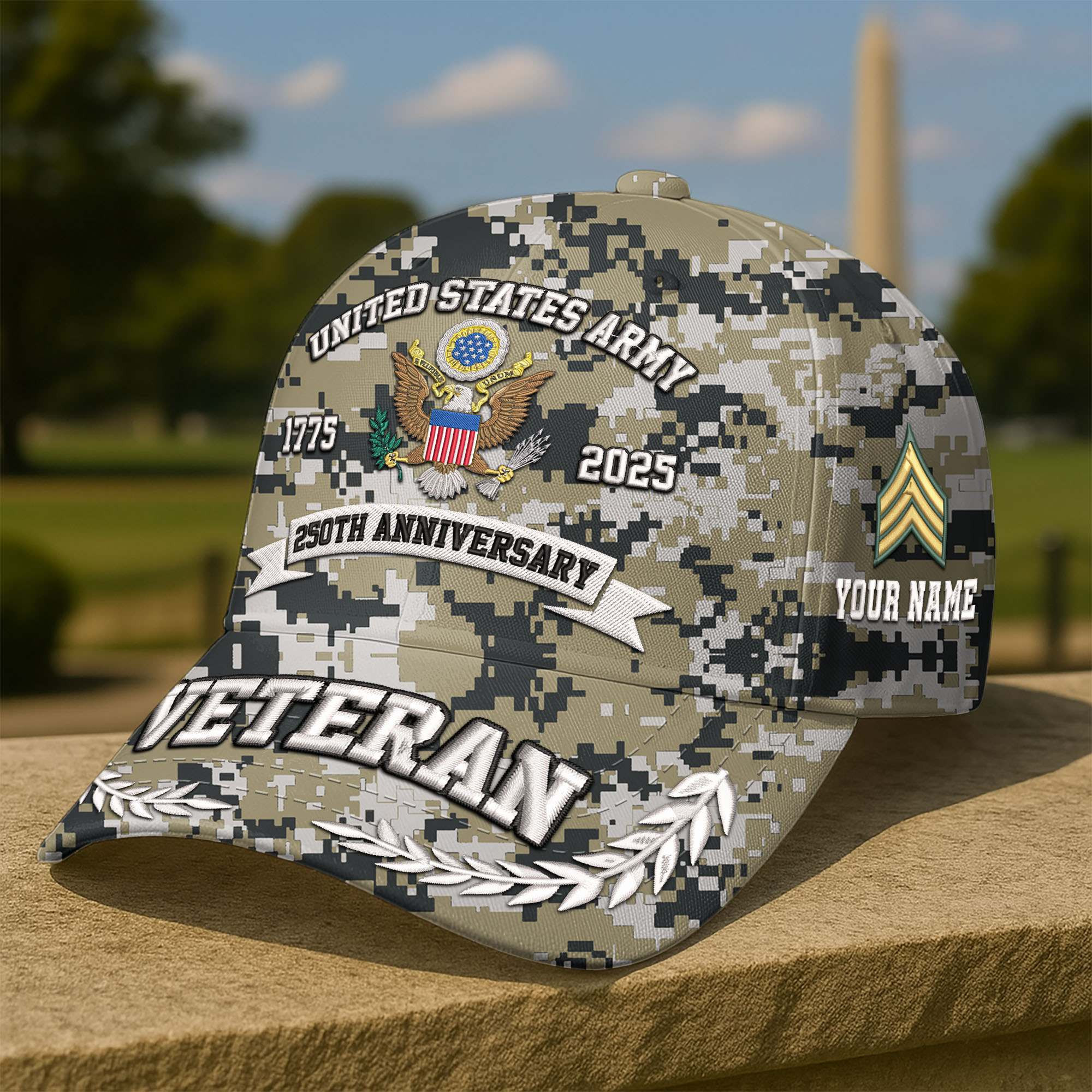 Premium 250th Anniversary Of The Army Embroidered Hats VPVC308601, Custom Name & Rank, Gifts For Army Veteran, Gifts On Father’s Day, Veterans Day