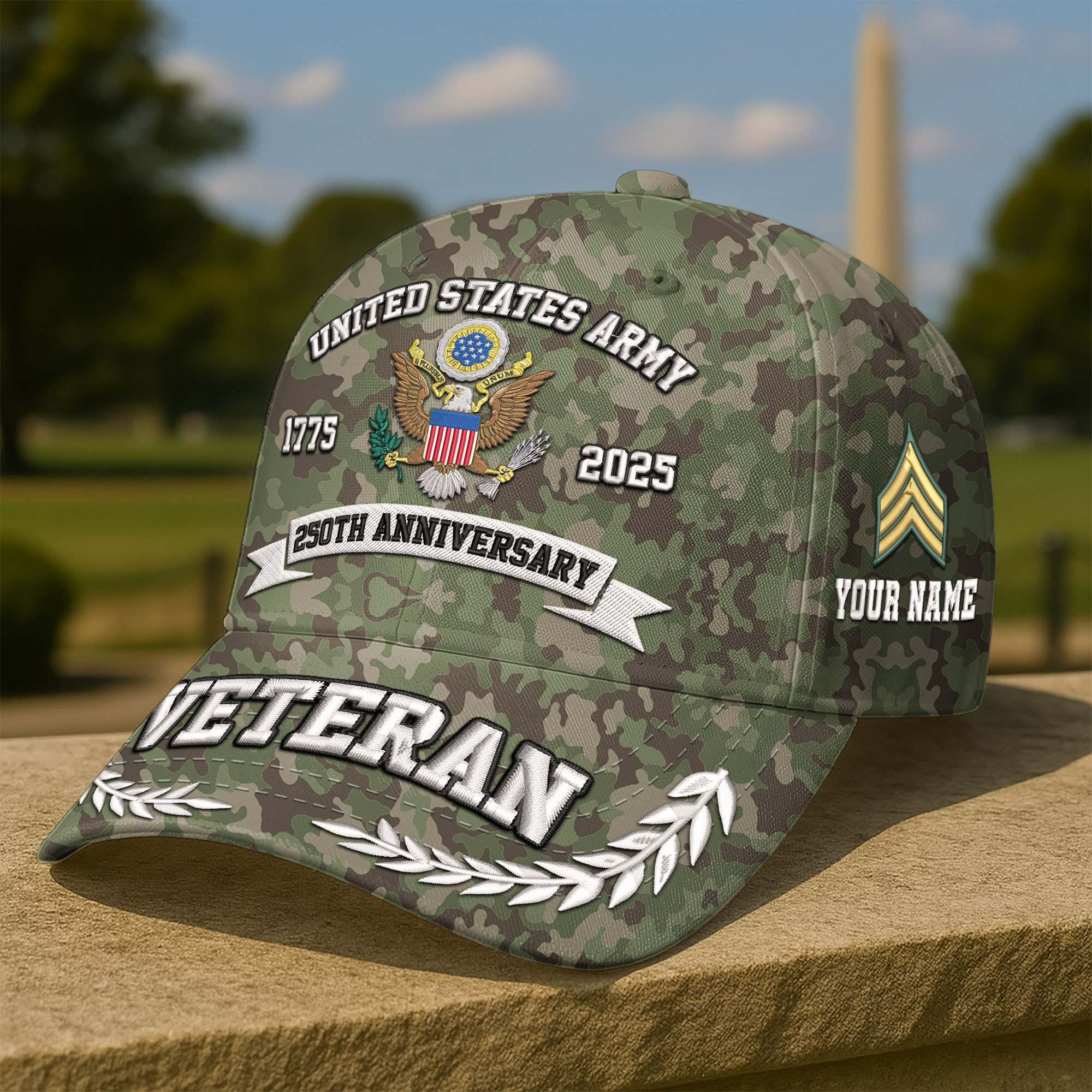 Premium 250th Anniversary Of The Army Embroidered Hats VPVC308603, Custom Name & Rank, Gifts For Army Veteran, Gifts On Father’s Day, Veterans Day