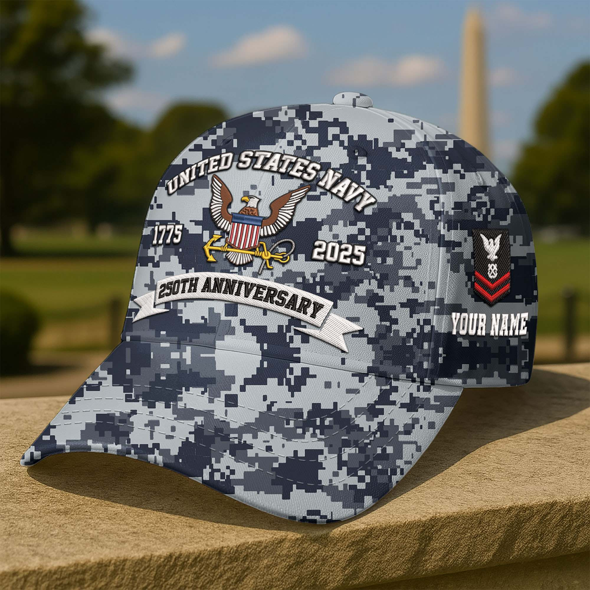 Premium Custom US Navy Embroidered Hat VPVC308604, 250th Anniversary Navy Hat, Gifts For Navy Veteran, Gifts On Father’s Day, Veterans Day