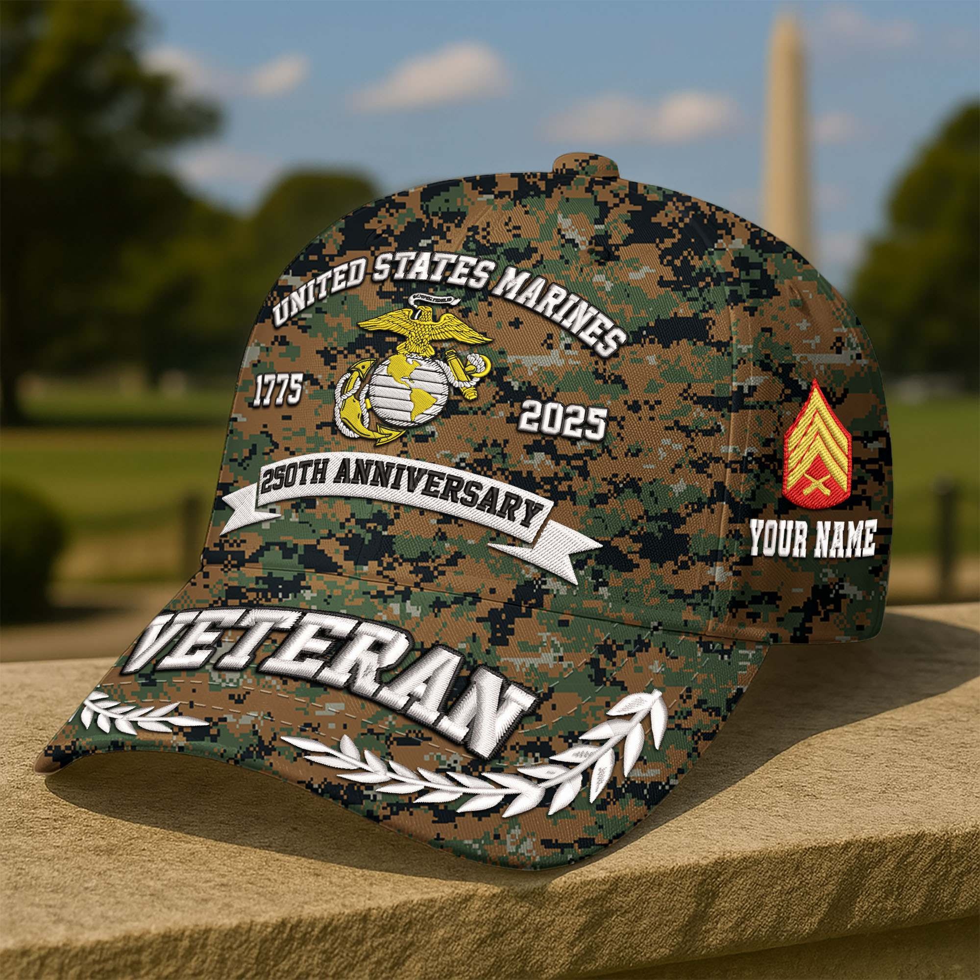Premium Custom USMC Embroidered Hat VPVC308606, 250th Anniversary Marine Corps Hat, Gifts For Marine Veteran, Gifts On Father’s Day, Veterans Day
