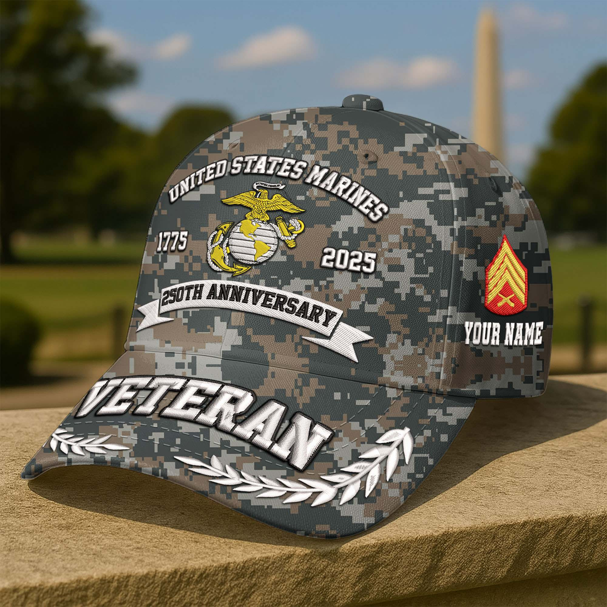 Premium Custom USMC Embroidered Hat VPVC308607, 250th Anniversary Marine Corps Hat, Gifts For Marine Veteran, Gifts On Father’s Day, Veterans Day