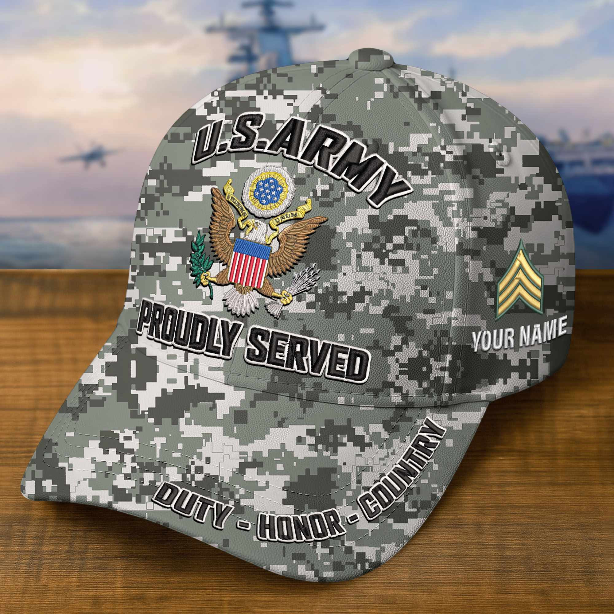 Premium US Army Embroidered Hat VPVC308702, Custom Name & Rank, Gifts For Army Veteran, Gifts On Father’s Day, Veterans Day