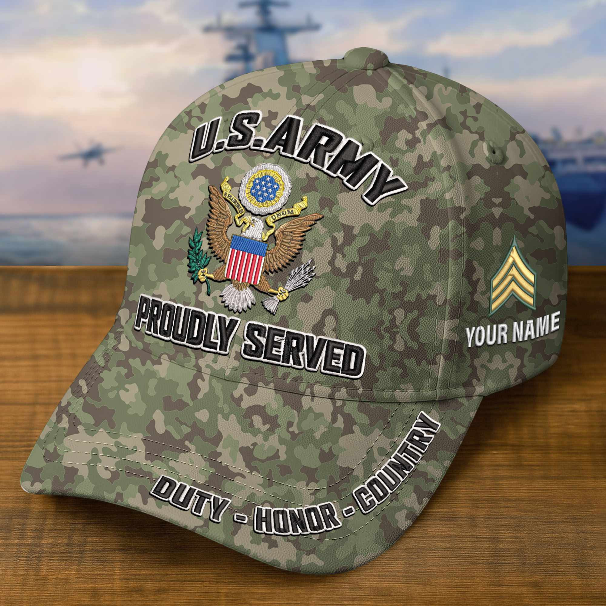 Premium US Army Embroidered Hat VPVC308703, Custom Name & Rank, Gifts For Army Veteran, Gifts On Father’s Day, Veterans Day